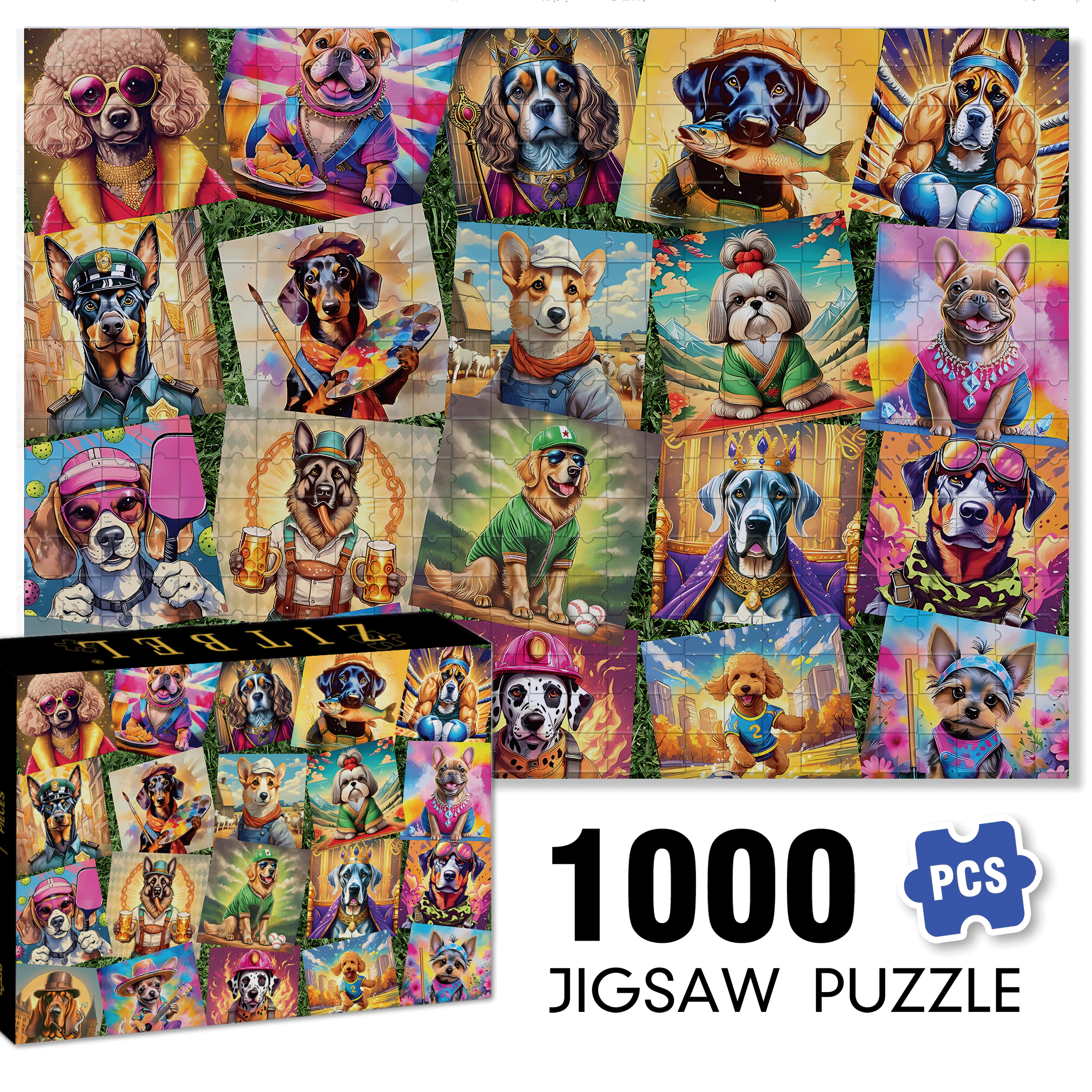 Dog Costume Show 500pcs/1000pcs Jigsaw Puzzle, Scratch-Resistant, Interactive Family Game & Brain-Boosting DIY Decor, Perfect for Halloween, Christmas & New Year Gifts, Family Puzzle Game