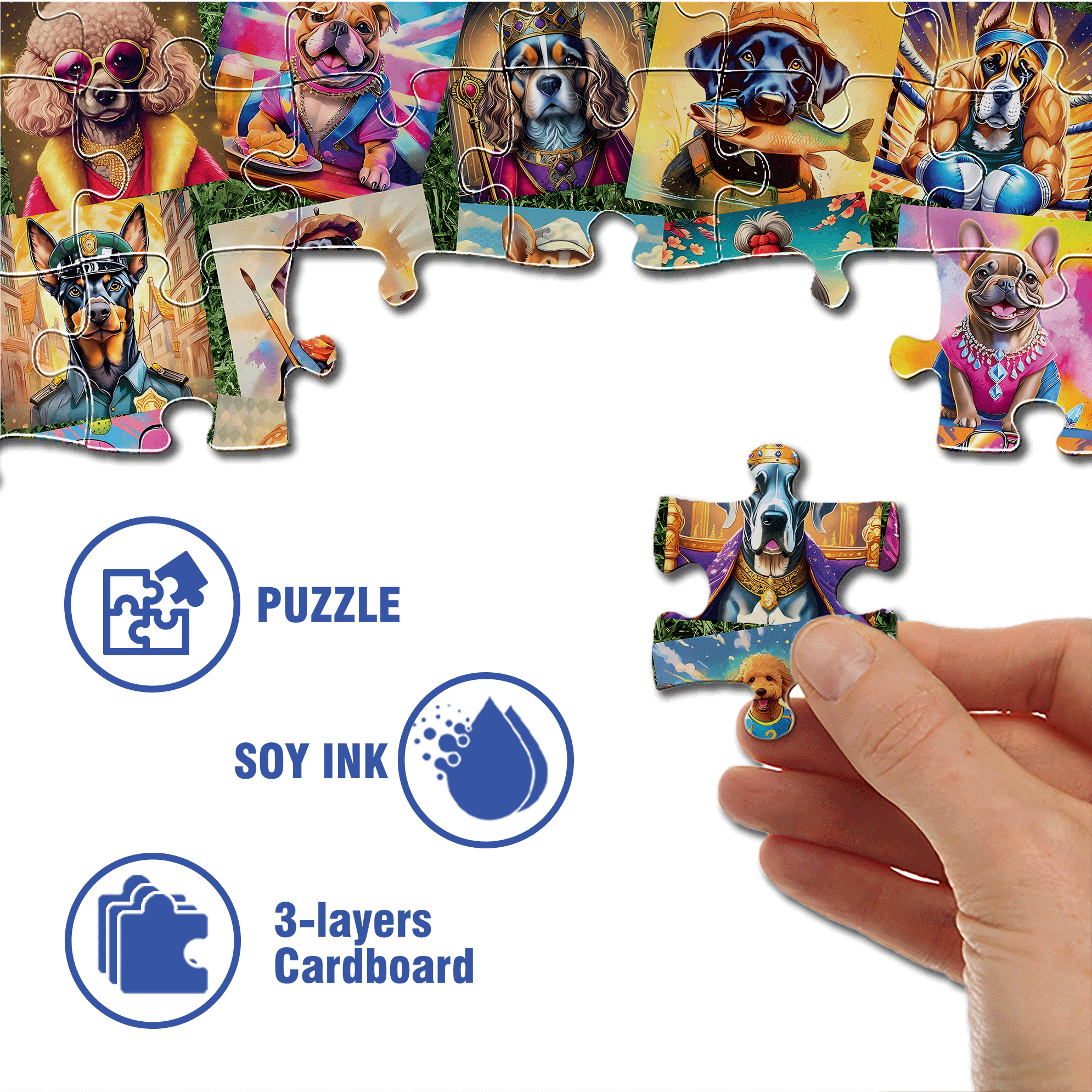 Dog Costume Show 500pcs/1000pcs Jigsaw Puzzle, Scratch-Resistant, Interactive Family Game & Brain-Boosting DIY Decor, Perfect for Halloween, Christmas & New Year Gifts, Family Puzzle Game