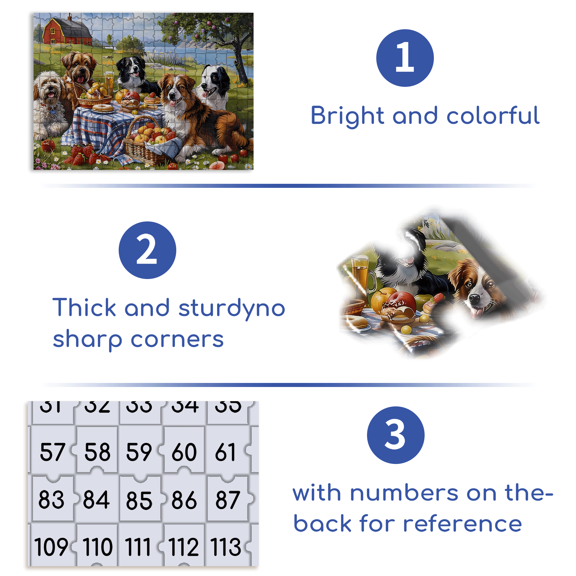 Dog's Picnic 500pcs/1000pcs Jigsaw Puzzle, Scratch-Resistant, Interactive Family Game & Brain-Boosting DIY Decor, Perfect for Halloween, Christmas & New Year Gifts, Family Puzzle Game