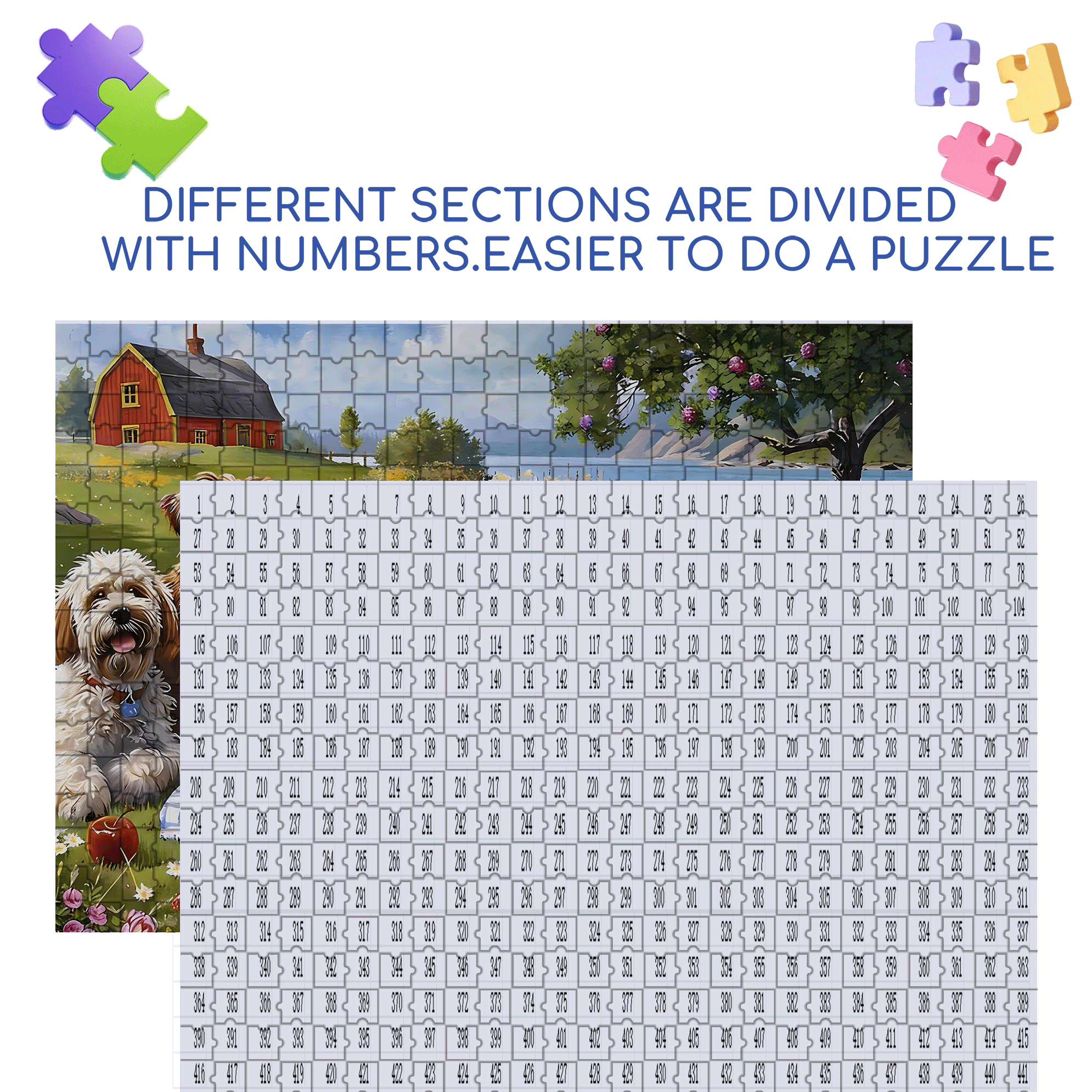 Dog's Picnic 500pcs/1000pcs Jigsaw Puzzle, Scratch-Resistant, Interactive Family Game & Brain-Boosting DIY Decor, Perfect for Halloween, Christmas & New Year Gifts, Family Puzzle Game
