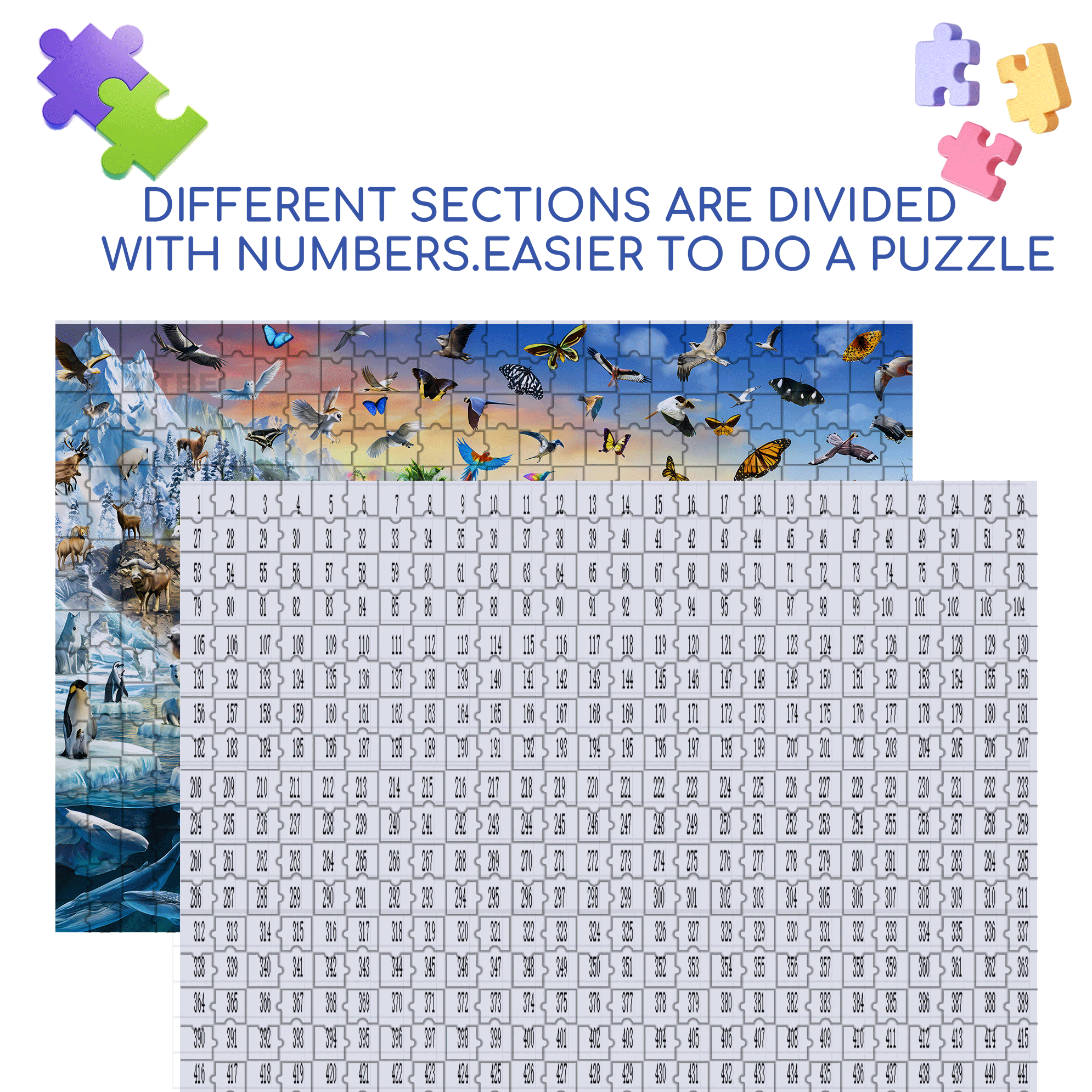 Endangered Species Kids Animal Wallpaper 500pcs/1000pcs Jigsaw Puzzle, Scratch-Resistant, Interactive Family Game & Brain-Boosting DIY Decor, Perfect for Halloween, Christmas & New Year Gifts, Family Puzzle Game