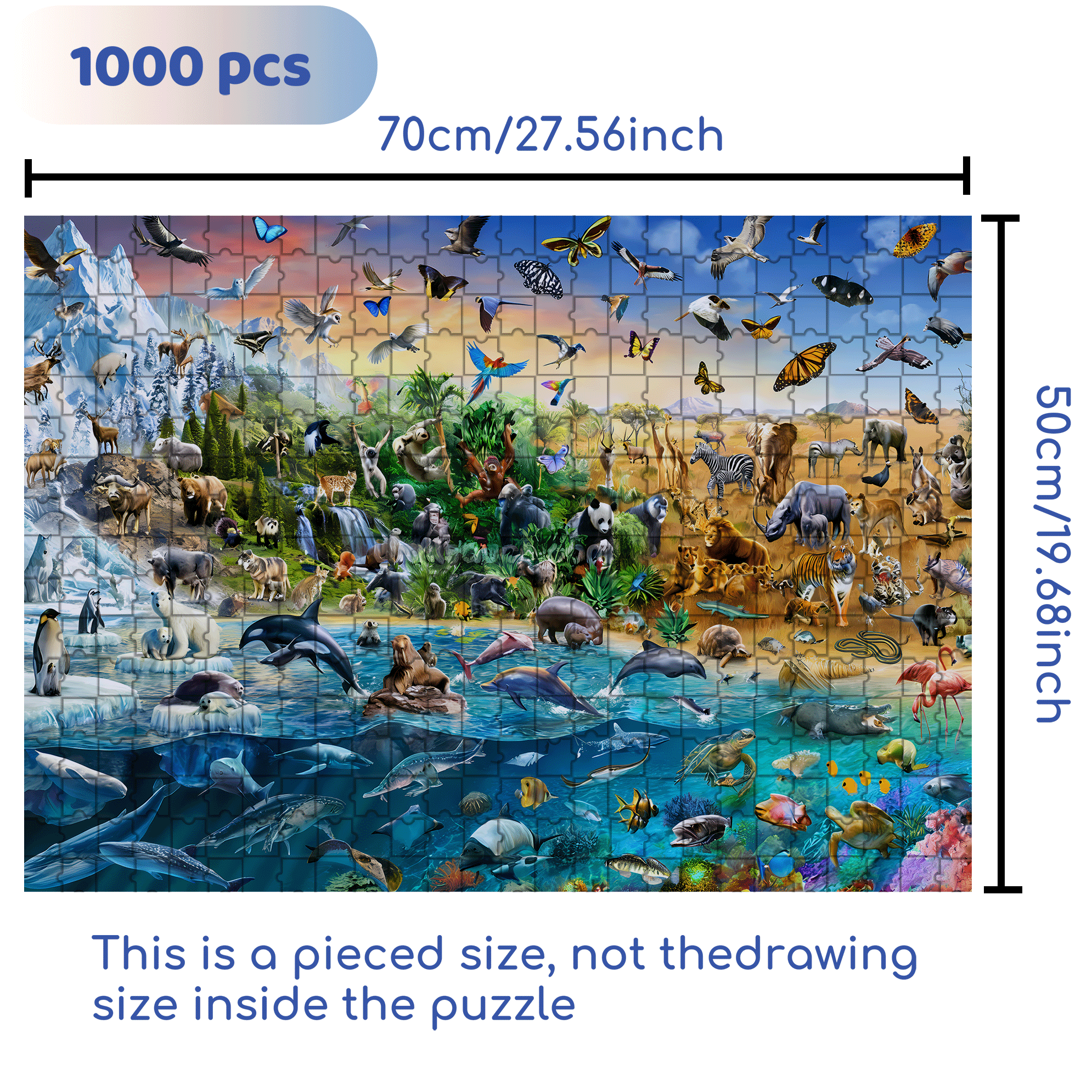 Endangered Species Kids Animal Wallpaper 500pcs/1000pcs Jigsaw Puzzle, Scratch-Resistant, Interactive Family Game & Brain-Boosting DIY Decor, Perfect for Halloween, Christmas & New Year Gifts, Family Puzzle Game