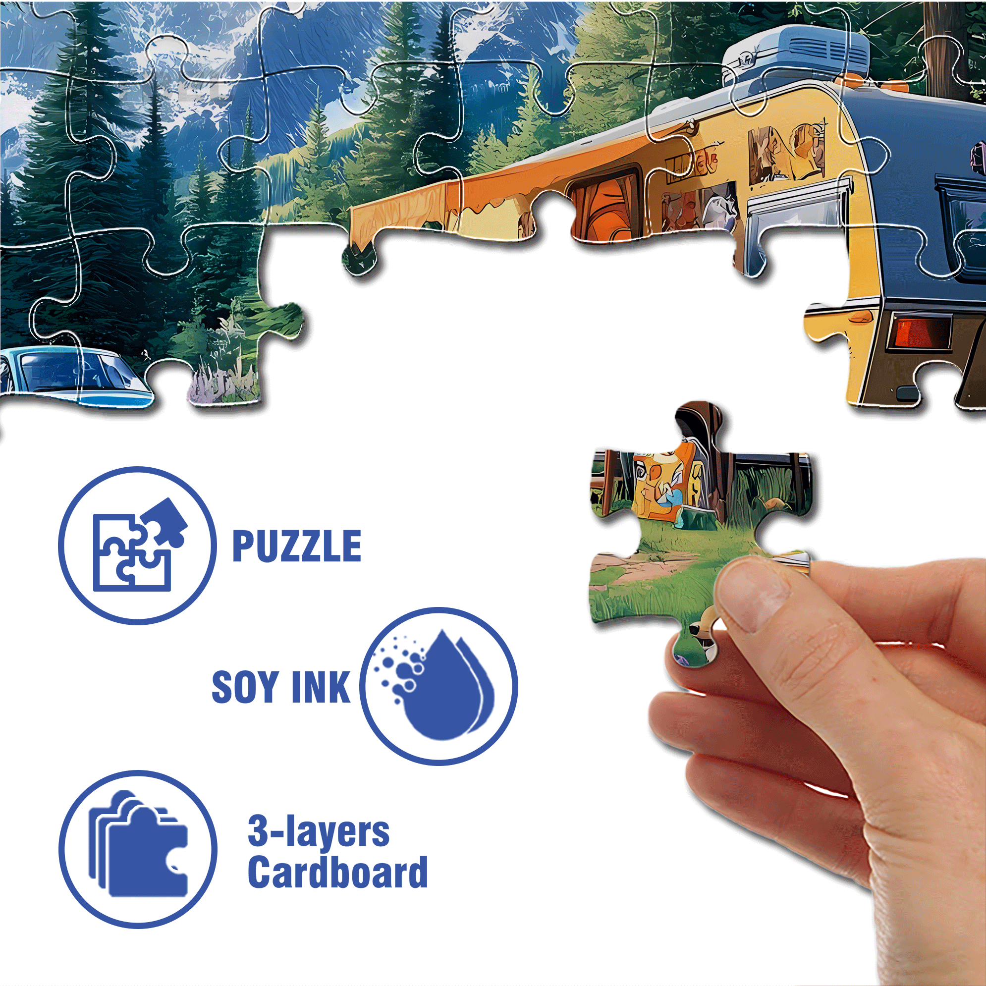 Family Camping 500pcs/1000pcs Jigsaw Puzzle, Scratch-Resistant, Interactive Family Game & Brain-Boosting DIY Decor, Perfect for Halloween, Christmas & New Year Gifts, Family Puzzle Game
