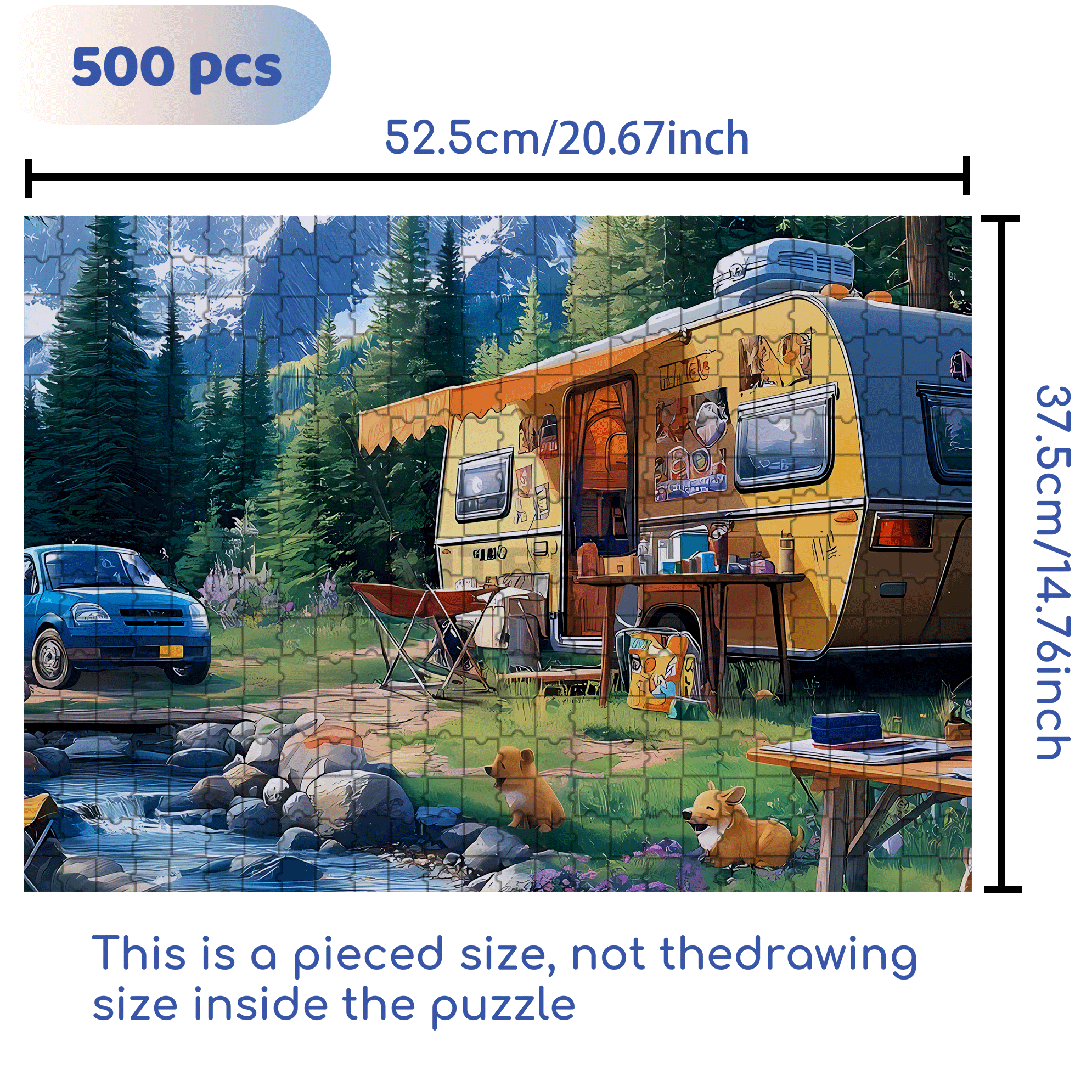 Family Camping 500pcs/1000pcs Jigsaw Puzzle, Scratch-Resistant, Interactive Family Game & Brain-Boosting DIY Decor, Perfect for Halloween, Christmas & New Year Gifts, Family Puzzle Game