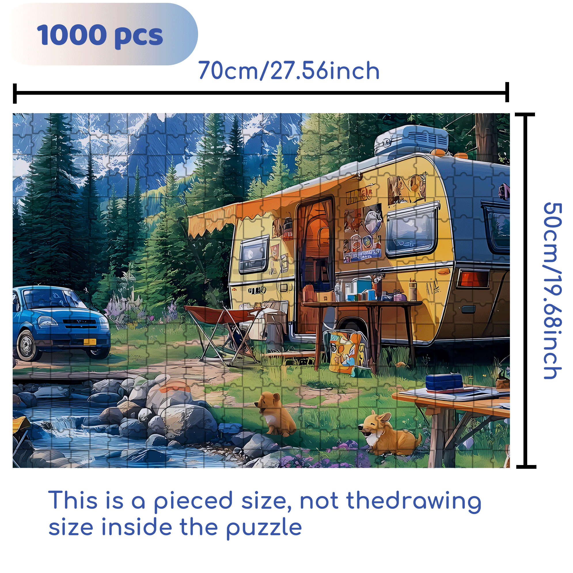 Family Camping 500pcs/1000pcs Jigsaw Puzzle, Scratch-Resistant, Interactive Family Game & Brain-Boosting DIY Decor, Perfect for Halloween, Christmas & New Year Gifts, Family Puzzle Game