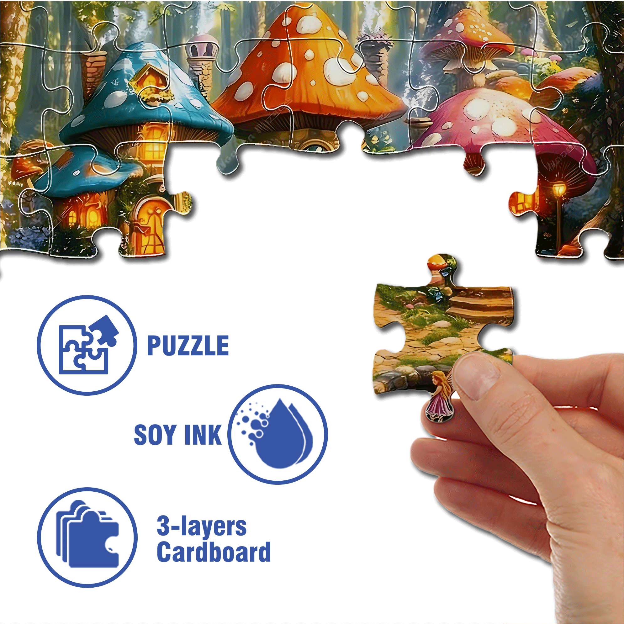Forest Spirit Mushroom House 500pcs/1000pcs Jigsaw Puzzle, Scratch-Resistant, Interactive Family Game & Brain-Boosting DIY Decor, Perfect for Halloween, Christmas & New Year Gifts, Family Puzzle Game