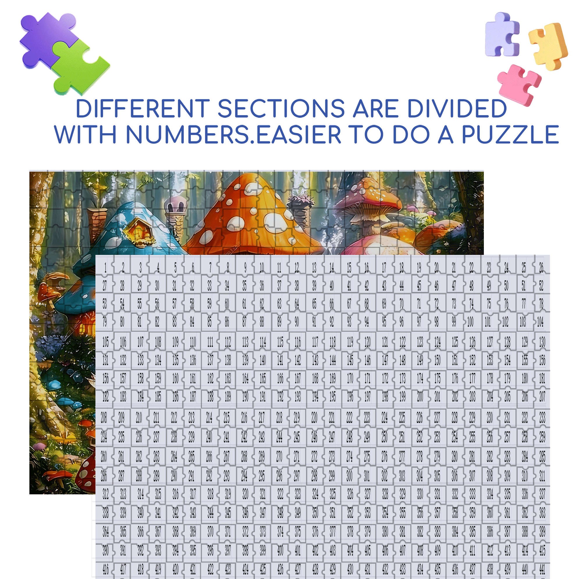 Forest Spirit Mushroom House 500pcs/1000pcs Jigsaw Puzzle, Scratch-Resistant, Interactive Family Game & Brain-Boosting DIY Decor, Perfect for Halloween, Christmas & New Year Gifts, Family Puzzle Game