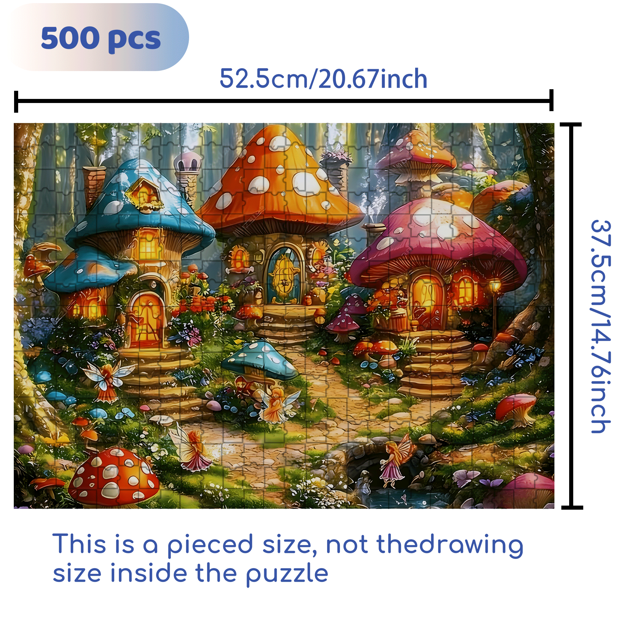 Forest Spirit Mushroom House 500pcs/1000pcs Jigsaw Puzzle, Scratch-Resistant, Interactive Family Game & Brain-Boosting DIY Decor, Perfect for Halloween, Christmas & New Year Gifts, Family Puzzle Game
