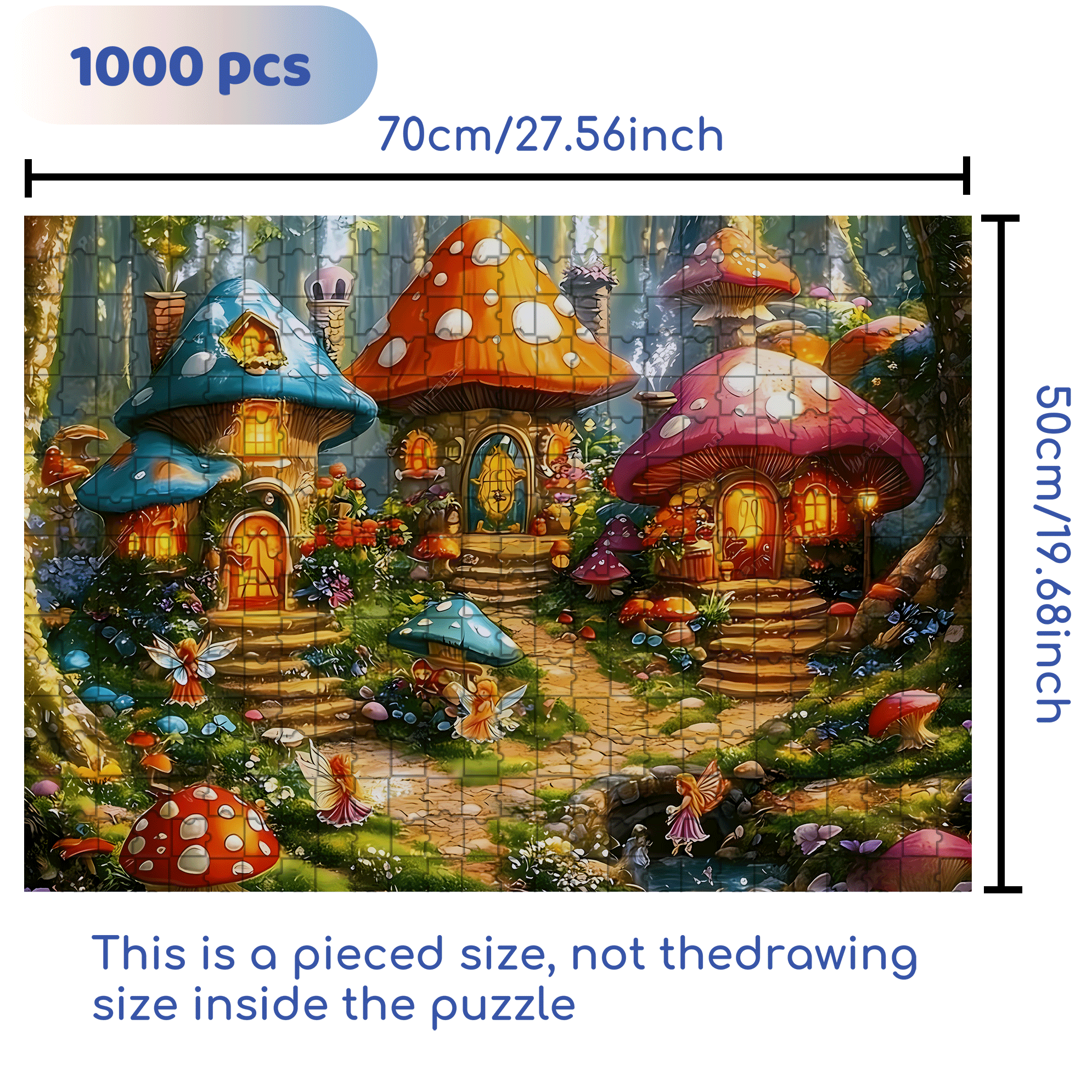 Forest Spirit Mushroom House 500pcs/1000pcs Jigsaw Puzzle, Scratch-Resistant, Interactive Family Game & Brain-Boosting DIY Decor, Perfect for Halloween, Christmas & New Year Gifts, Family Puzzle Game