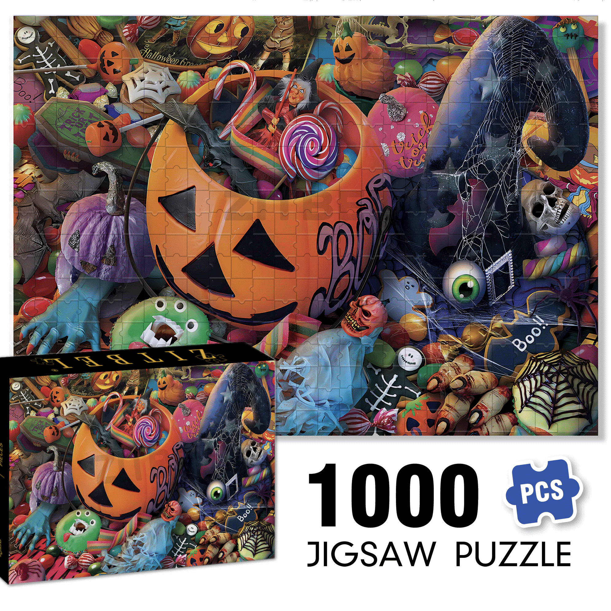 Halloween Special Party 500pcs/1000pcs Jigsaw Puzzle, Scratch-Resistant, Interactive Family Game & Brain-Boosting DIY Decor, Perfect for Halloween, Christmas & New Year Gifts, Family Puzzle Game