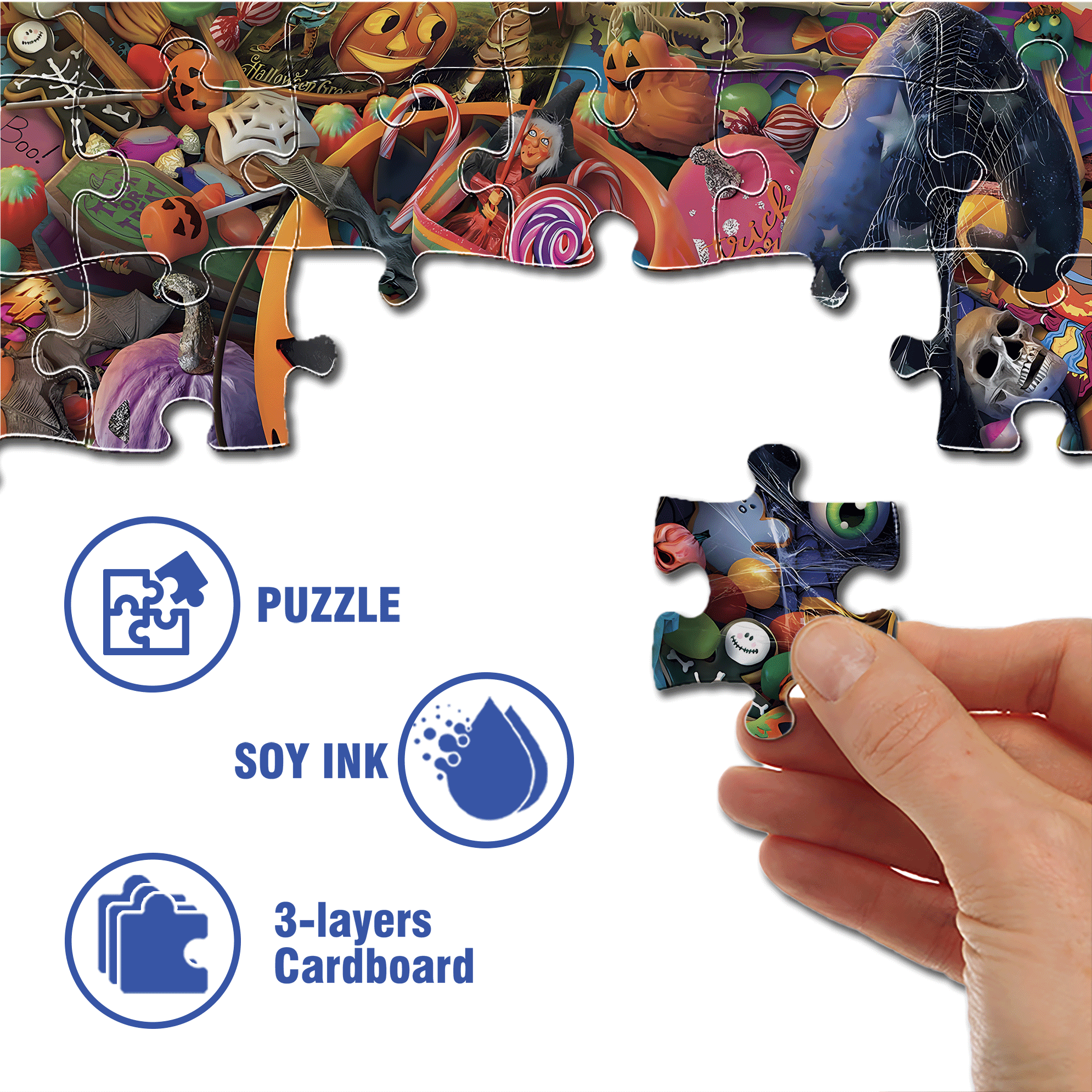 Halloween Special Party 500pcs/1000pcs Jigsaw Puzzle, Scratch-Resistant, Interactive Family Game & Brain-Boosting DIY Decor, Perfect for Halloween, Christmas & New Year Gifts, Family Puzzle Game