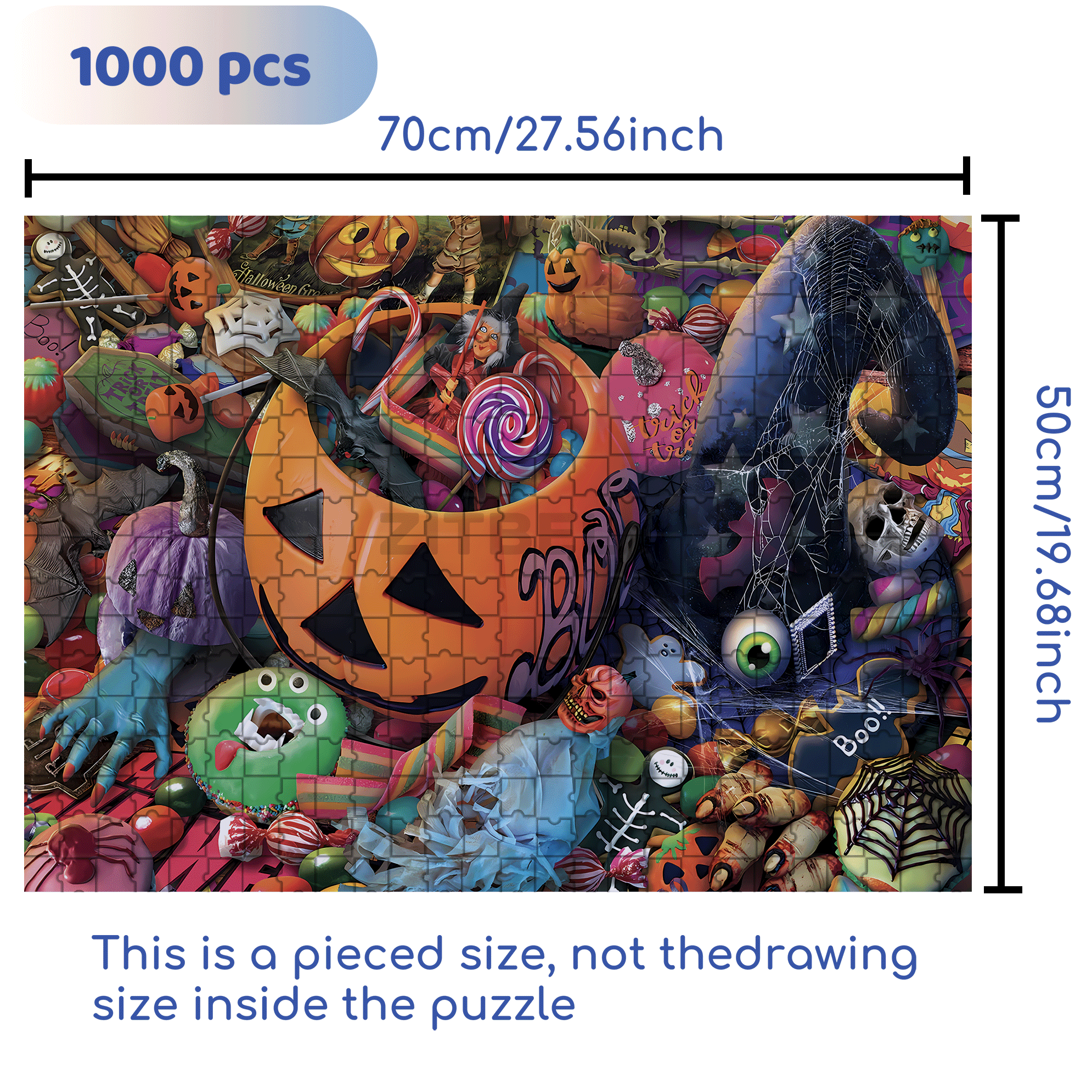 Halloween Special Party 500pcs/1000pcs Jigsaw Puzzle, Scratch-Resistant, Interactive Family Game & Brain-Boosting DIY Decor, Perfect for Halloween, Christmas & New Year Gifts, Family Puzzle Game
