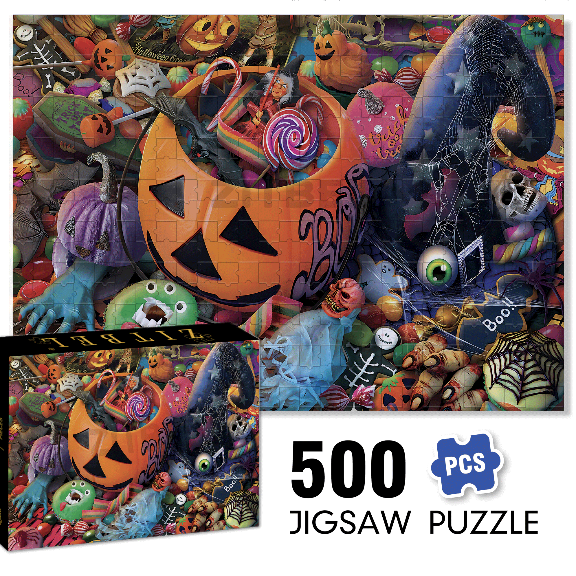 Halloween Special Party 500pcs/1000pcs Jigsaw Puzzle, Scratch-Resistant, Interactive Family Game & Brain-Boosting DIY Decor, Perfect for Halloween, Christmas & New Year Gifts, Family Puzzle Game