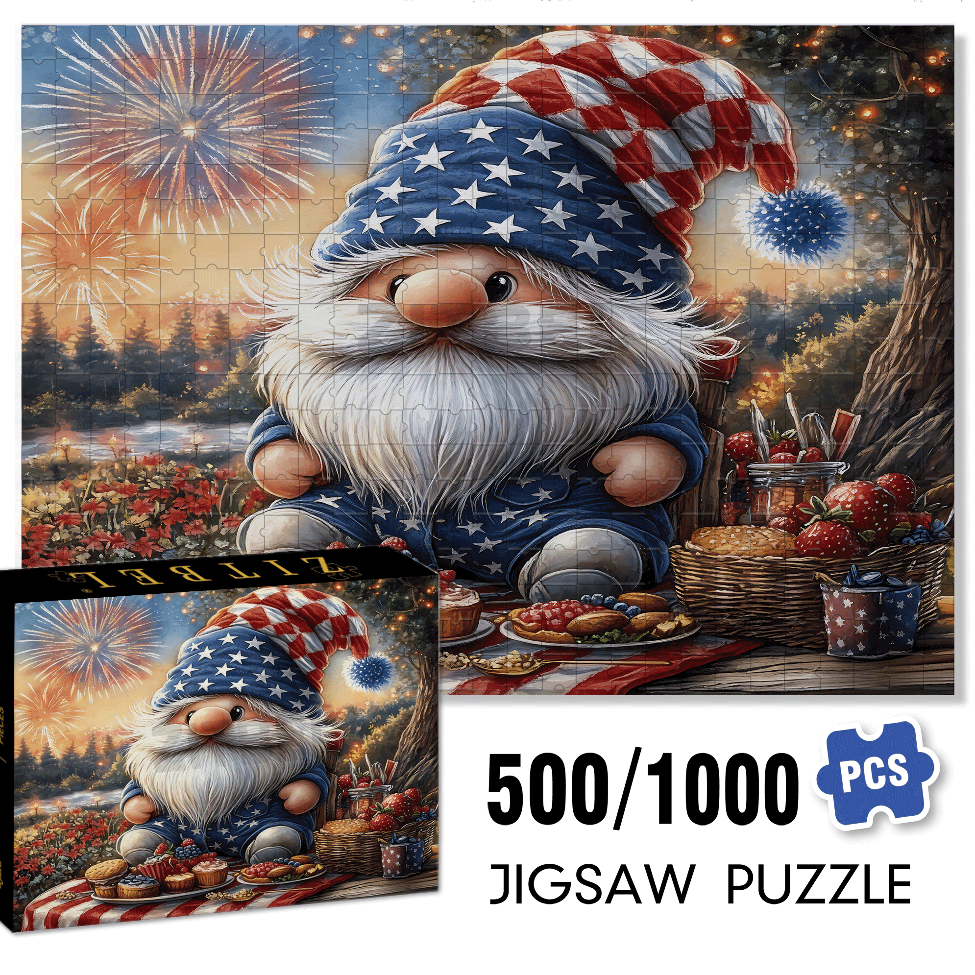 Independence Day 500pcs/1000pcs Jigsaw Puzzle, Scratch-Resistant, Interactive Family Game & Brain-Boosting DIY Decor, Perfect for Halloween, Christmas & New Year Gifts, Family Puzzle Game