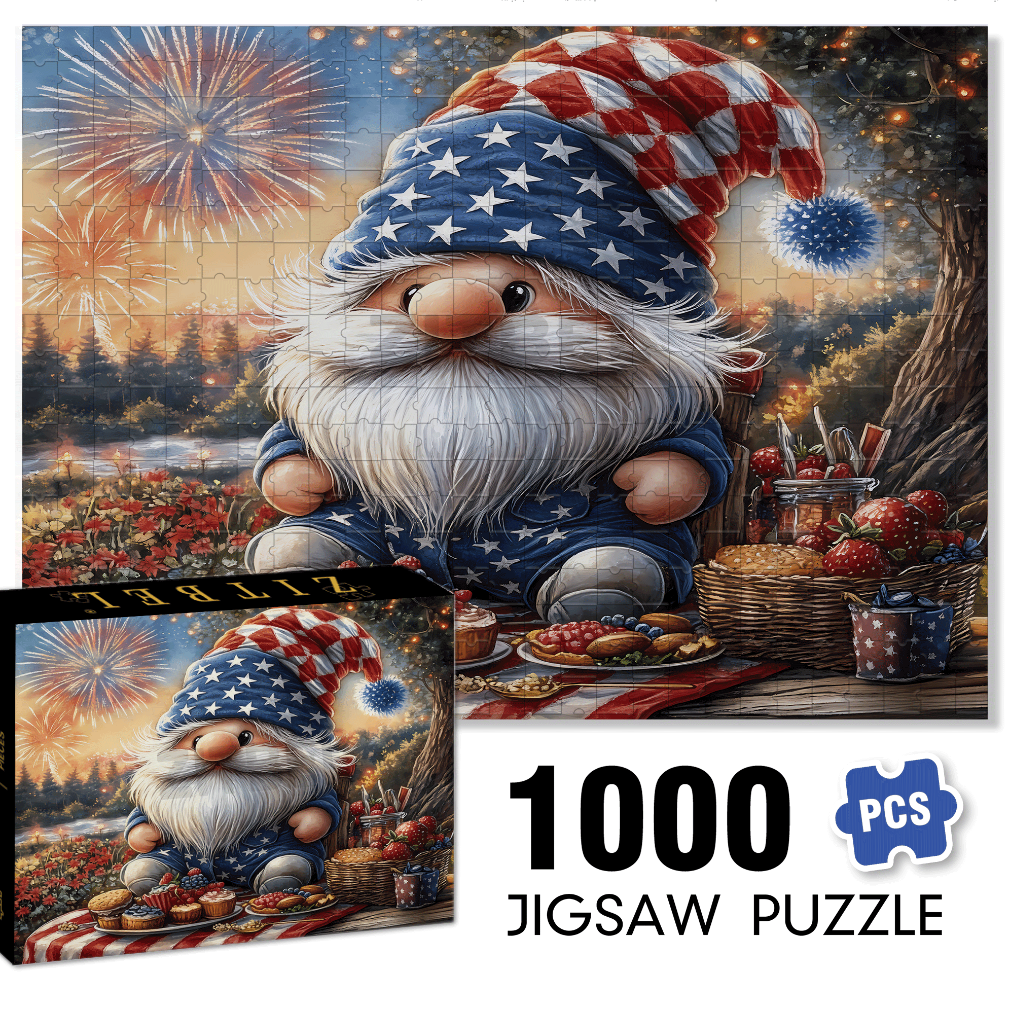 Independence Day 500pcs/1000pcs Jigsaw Puzzle, Scratch-Resistant, Interactive Family Game & Brain-Boosting DIY Decor, Perfect for Halloween, Christmas & New Year Gifts, Family Puzzle Game