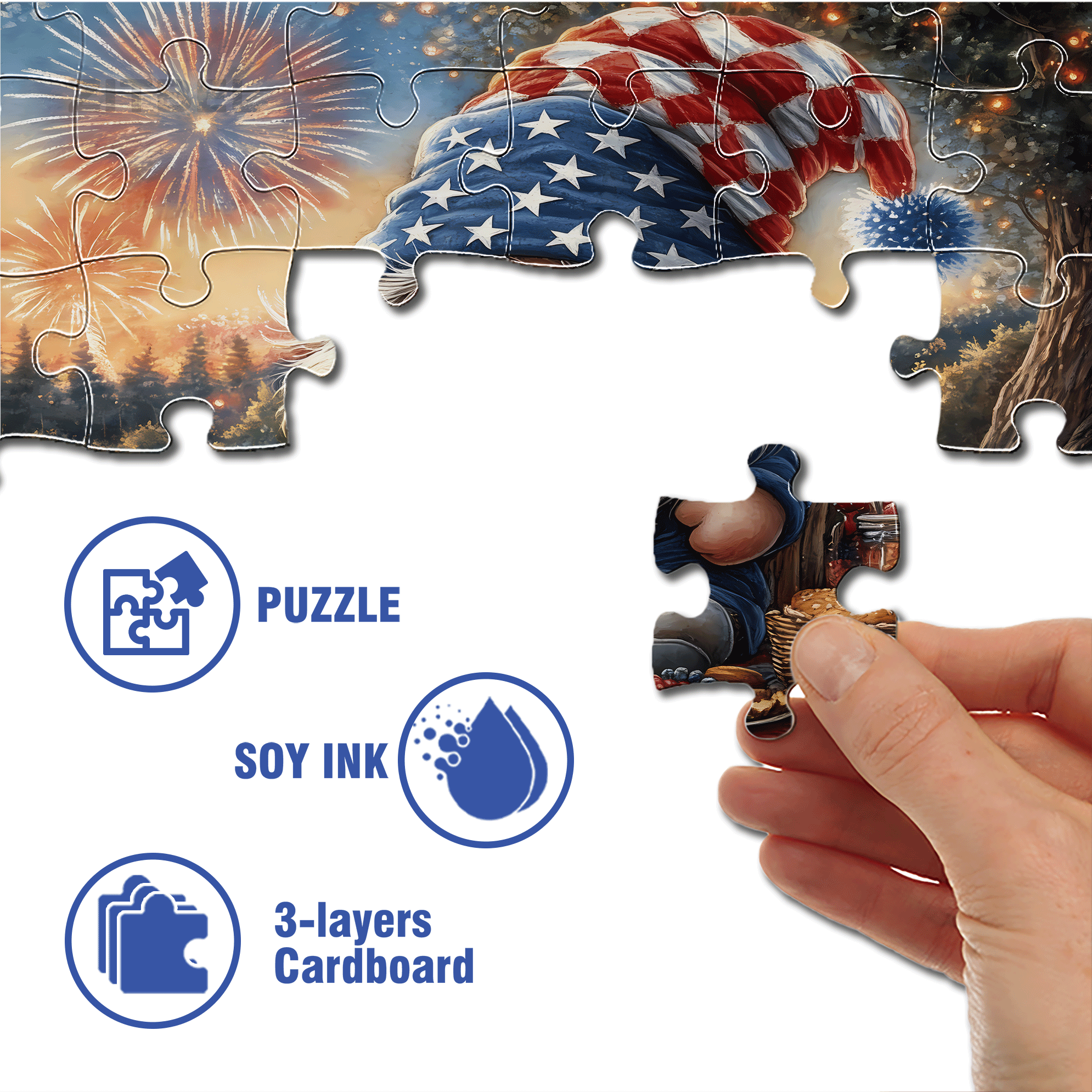 Independence Day 500pcs/1000pcs Jigsaw Puzzle, Scratch-Resistant, Interactive Family Game & Brain-Boosting DIY Decor, Perfect for Halloween, Christmas & New Year Gifts, Family Puzzle Game