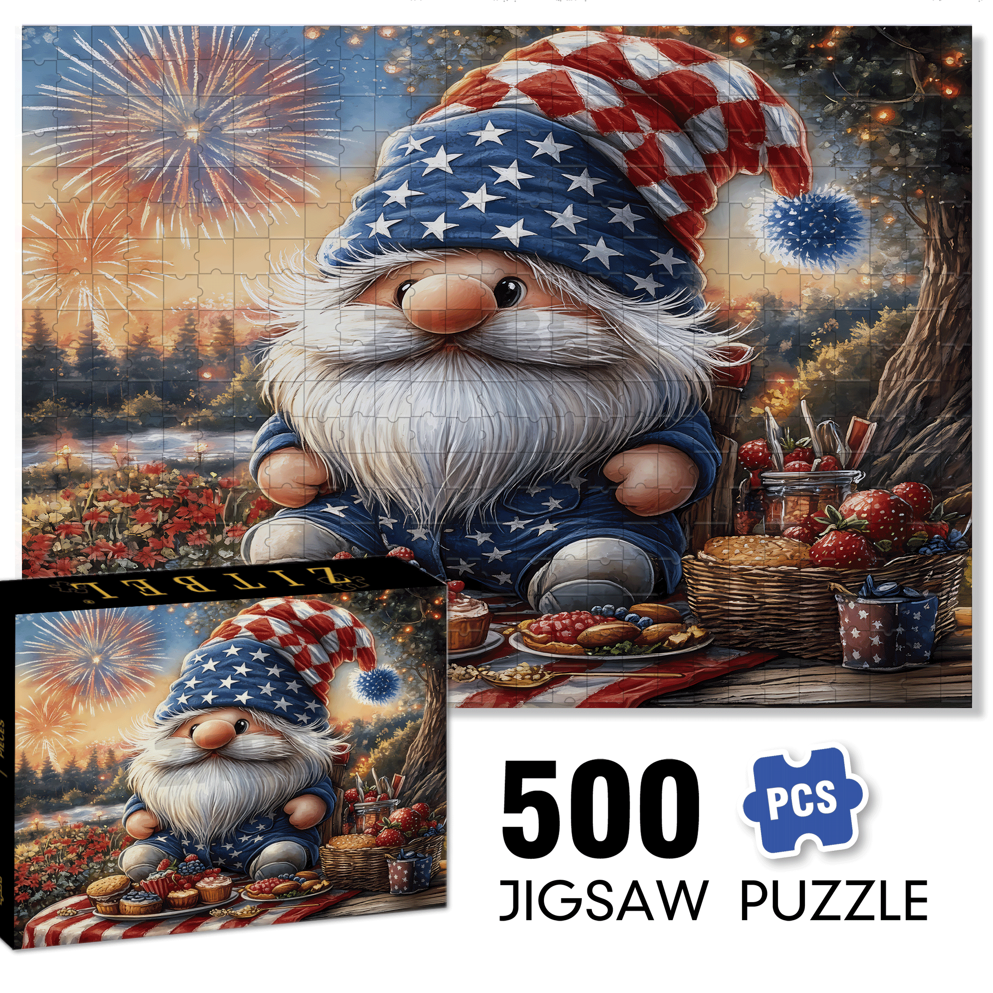 Independence Day 500pcs/1000pcs Jigsaw Puzzle, Scratch-Resistant, Interactive Family Game & Brain-Boosting DIY Decor, Perfect for Halloween, Christmas & New Year Gifts, Family Puzzle Game