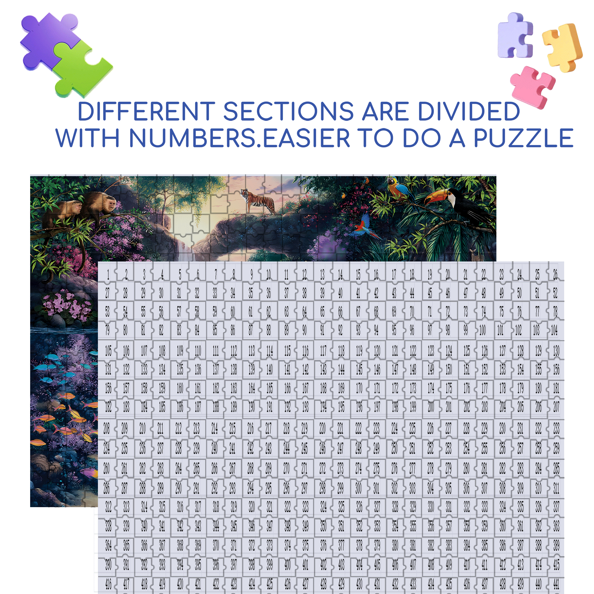 Jungle Paradise 500pcs/1000pcs Jigsaw Puzzle, Scratch-Resistant, Interactive Family Game & Brain-Boosting DIY Decor, Perfect for Halloween, Christmas & New Year Gifts, Family Puzzle Game