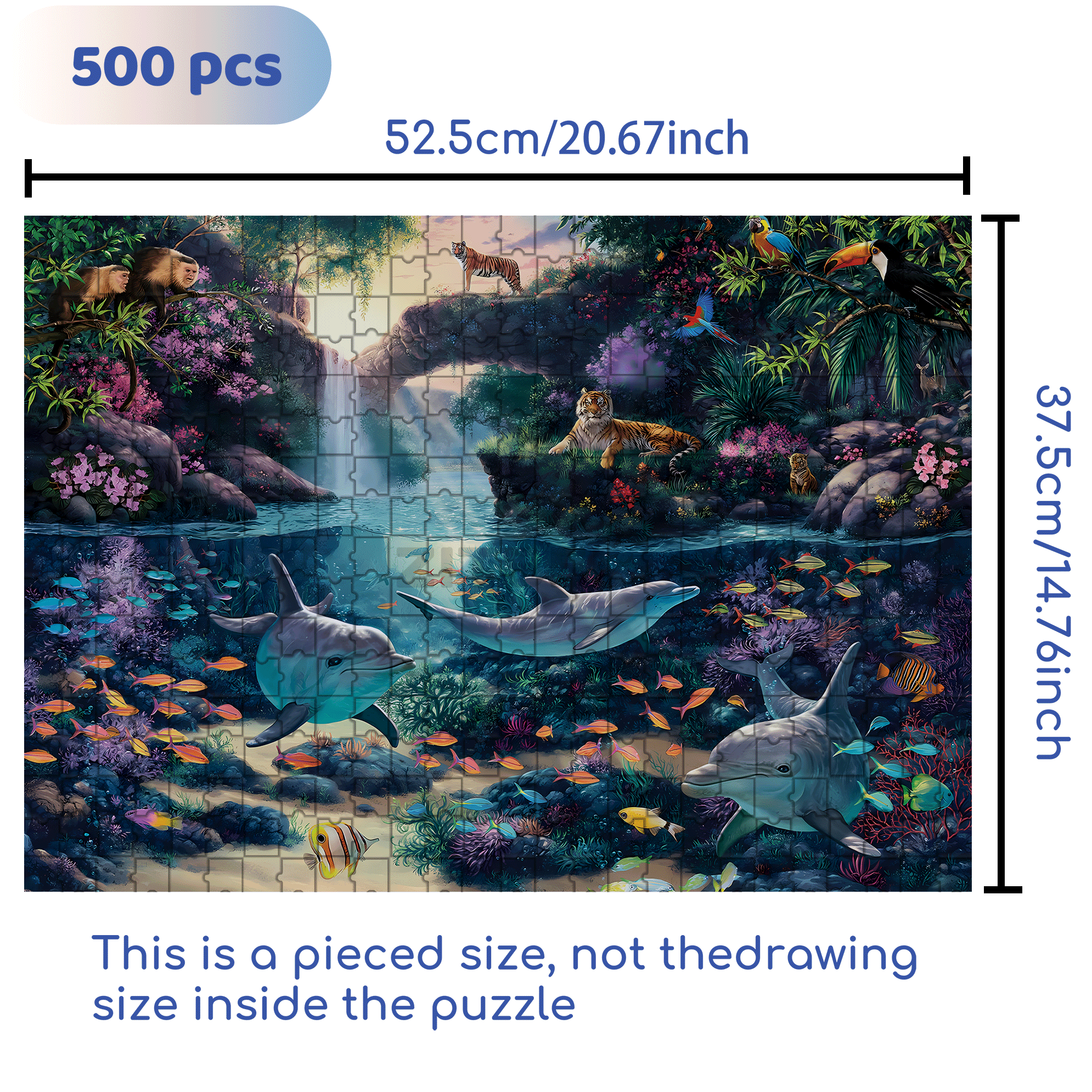 Jungle Paradise 500pcs/1000pcs Jigsaw Puzzle, Scratch-Resistant, Interactive Family Game & Brain-Boosting DIY Decor, Perfect for Halloween, Christmas & New Year Gifts, Family Puzzle Game