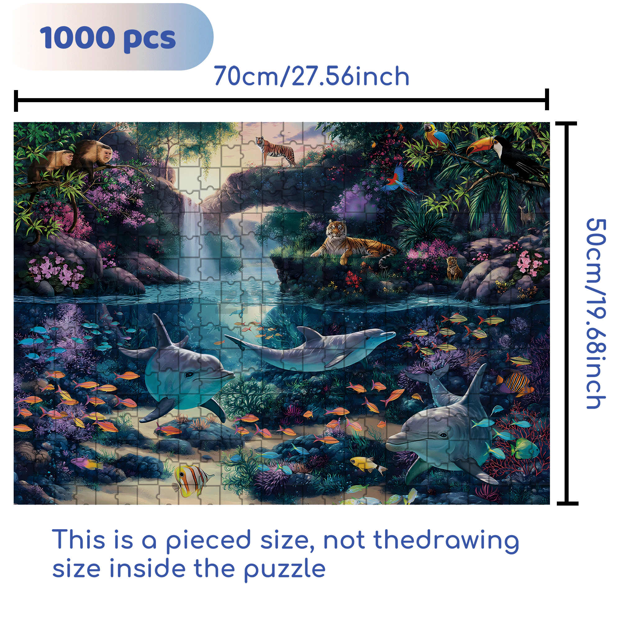 Jungle Paradise 500pcs/1000pcs Jigsaw Puzzle, Scratch-Resistant, Interactive Family Game & Brain-Boosting DIY Decor, Perfect for Halloween, Christmas & New Year Gifts, Family Puzzle Game