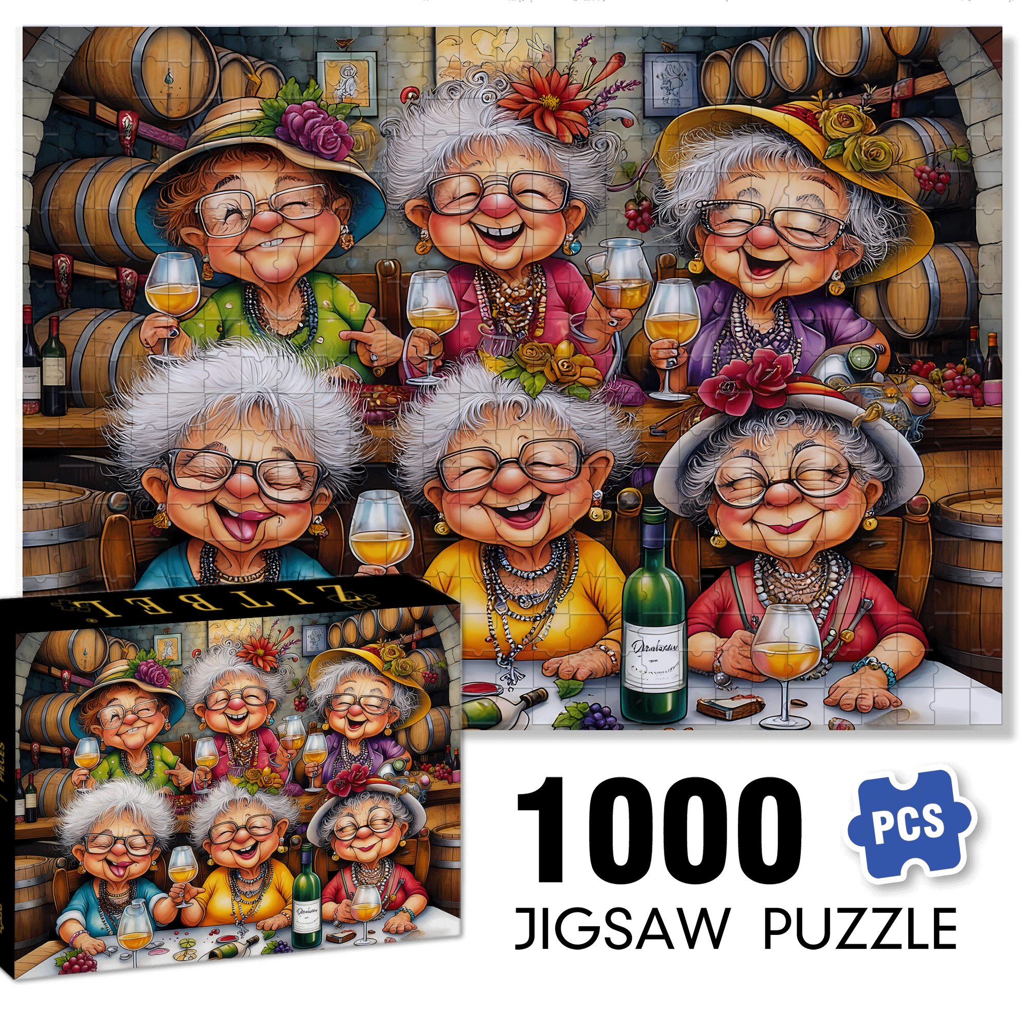 Ladies' Gathering 500pcs/1000pcs Jigsaw Puzzle, Scratch-Resistant, Interactive Family Game & Brain-Boosting DIY Decor, Perfect for Halloween, Christmas & New Year Gifts, Family Puzzle Game