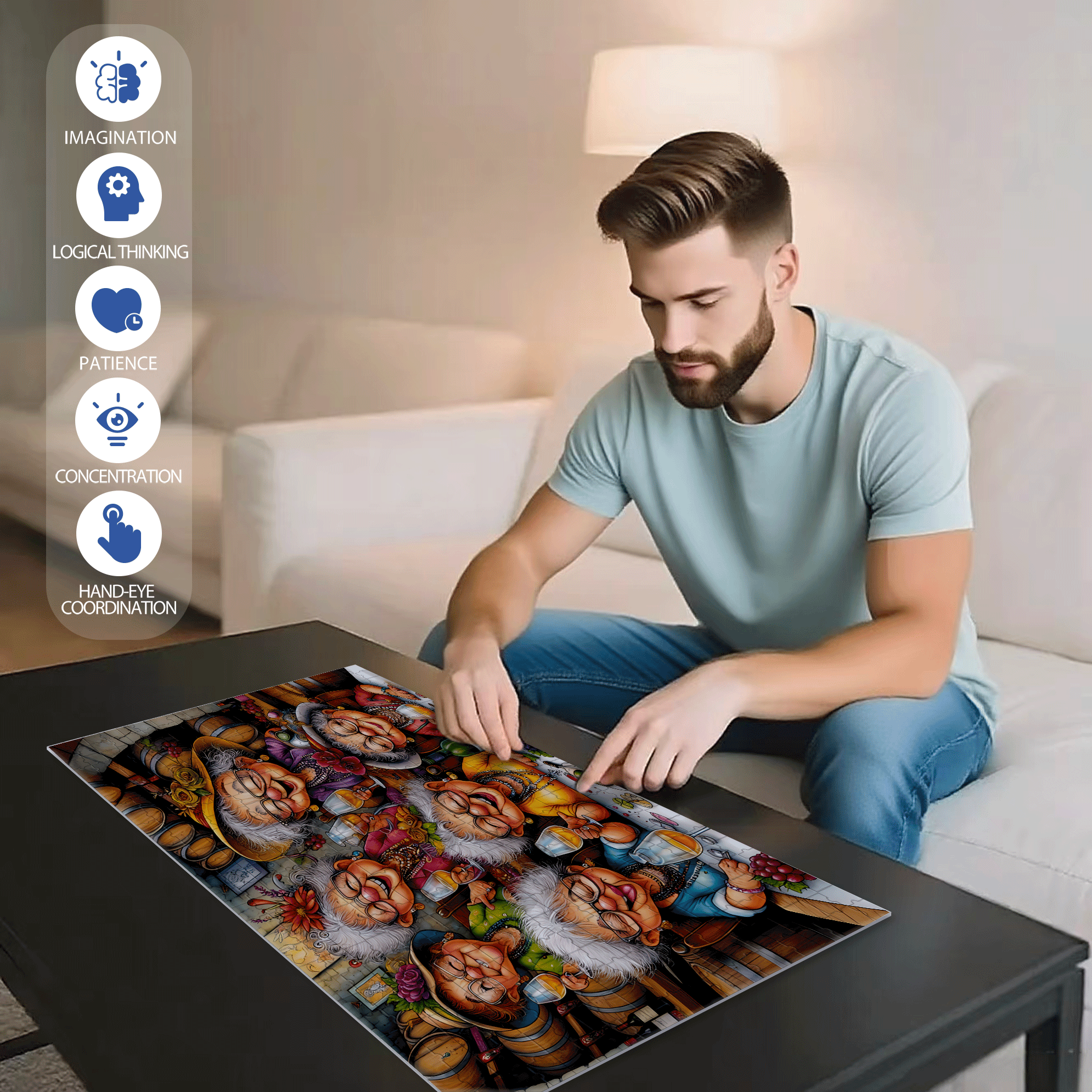 Ladies' Gathering 500pcs/1000pcs Jigsaw Puzzle, Scratch-Resistant, Interactive Family Game & Brain-Boosting DIY Decor, Perfect for Halloween, Christmas & New Year Gifts, Family Puzzle Game
