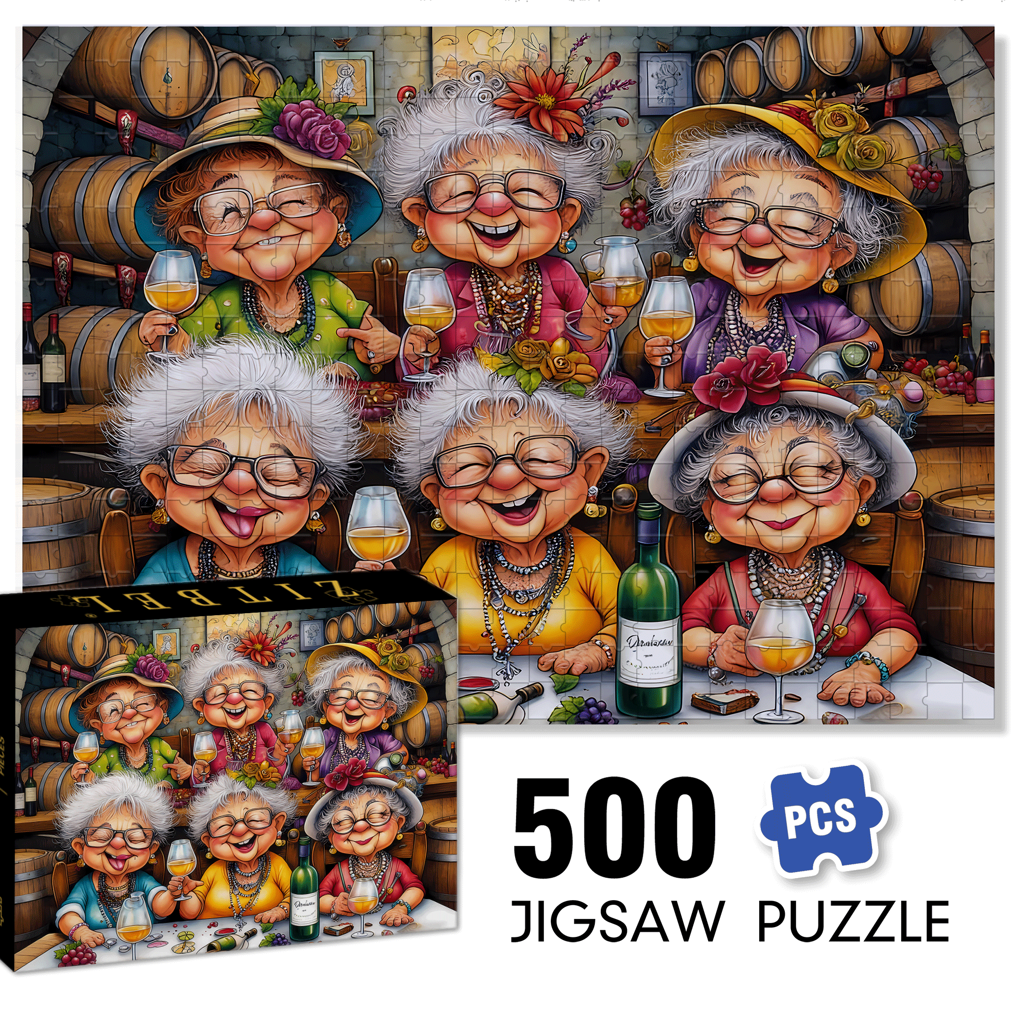 Ladies' Gathering 500pcs/1000pcs Jigsaw Puzzle, Scratch-Resistant, Interactive Family Game & Brain-Boosting DIY Decor, Perfect for Halloween, Christmas & New Year Gifts, Family Puzzle Game