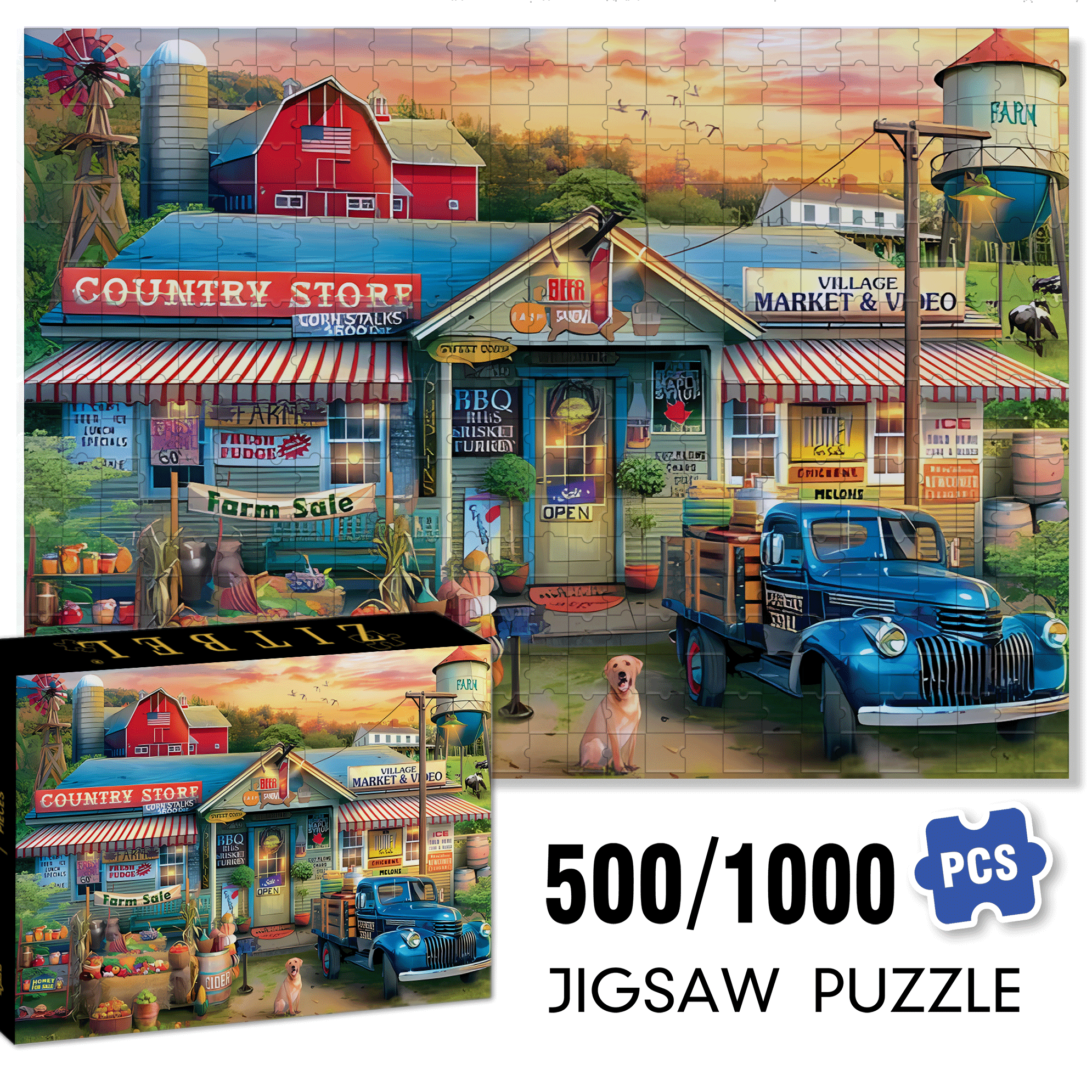 My Country Life 500pcs/1000pcs Jigsaw Puzzle, Scratch-Resistant, Interactive Family Game & Brain-Boosting DIY Decor, Perfect for Halloween, Christmas & New Year Gifts, Family Puzzle Game