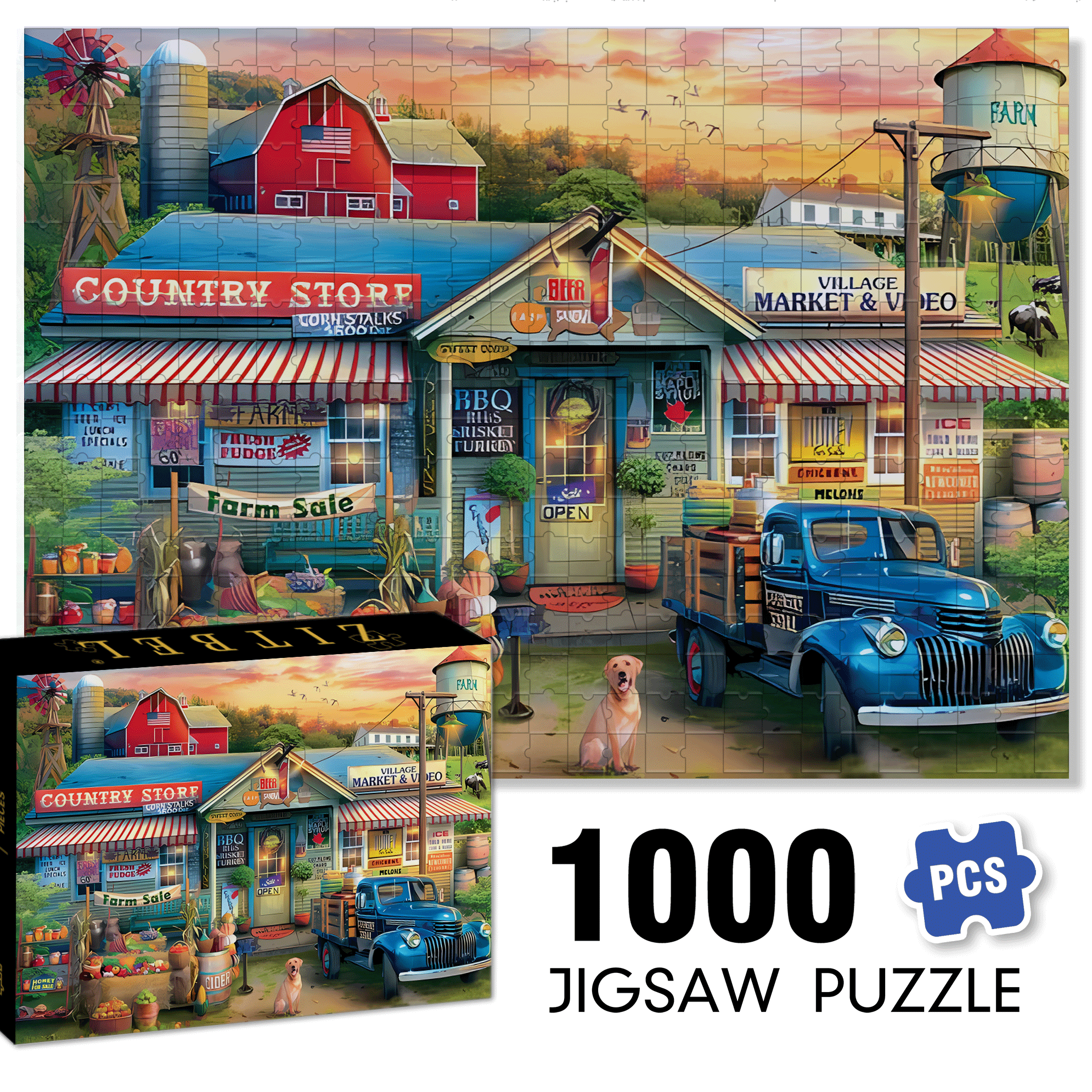 My Country Life 500pcs/1000pcs Jigsaw Puzzle, Scratch-Resistant, Interactive Family Game & Brain-Boosting DIY Decor, Perfect for Halloween, Christmas & New Year Gifts, Family Puzzle Game