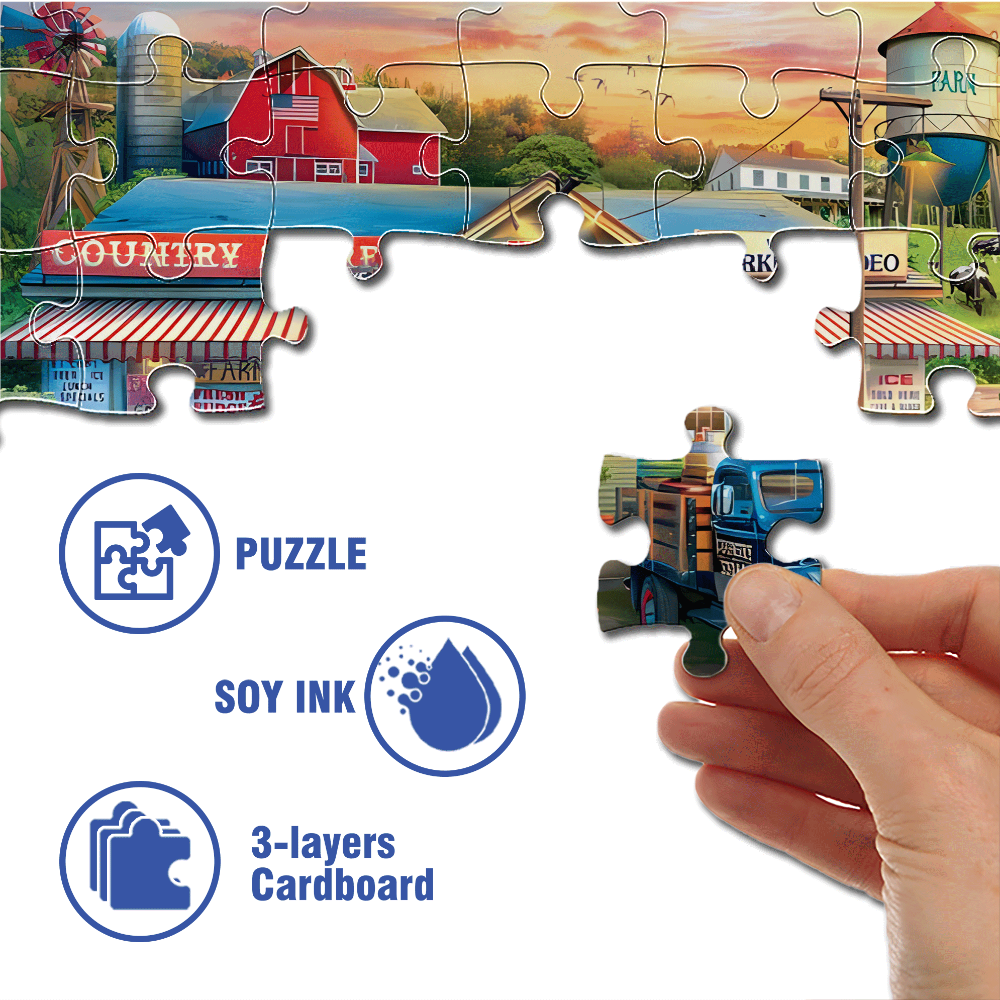 My Country Life 500pcs/1000pcs Jigsaw Puzzle, Scratch-Resistant, Interactive Family Game & Brain-Boosting DIY Decor, Perfect for Halloween, Christmas & New Year Gifts, Family Puzzle Game