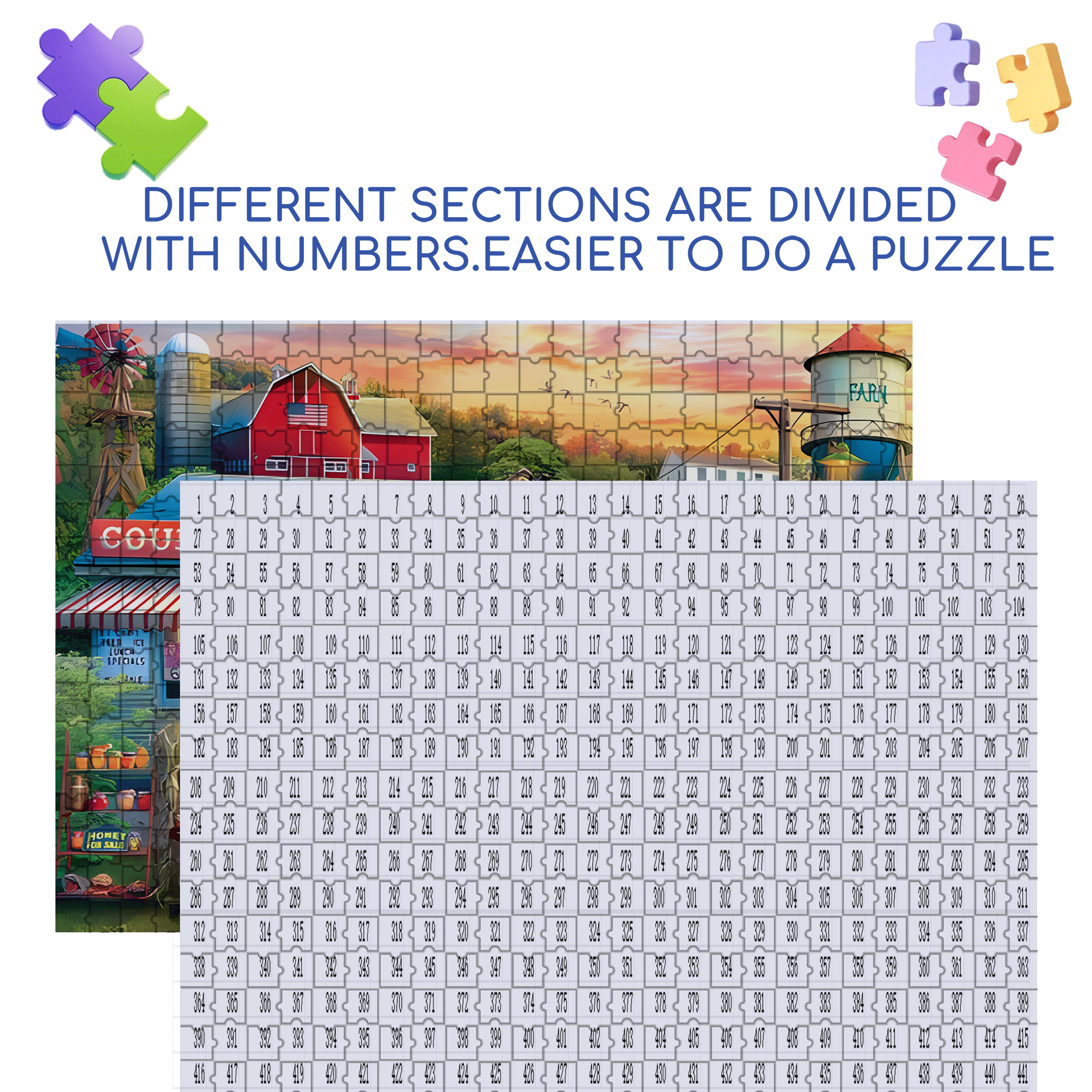 My Country Life 500pcs/1000pcs Jigsaw Puzzle, Scratch-Resistant, Interactive Family Game & Brain-Boosting DIY Decor, Perfect for Halloween, Christmas & New Year Gifts, Family Puzzle Game