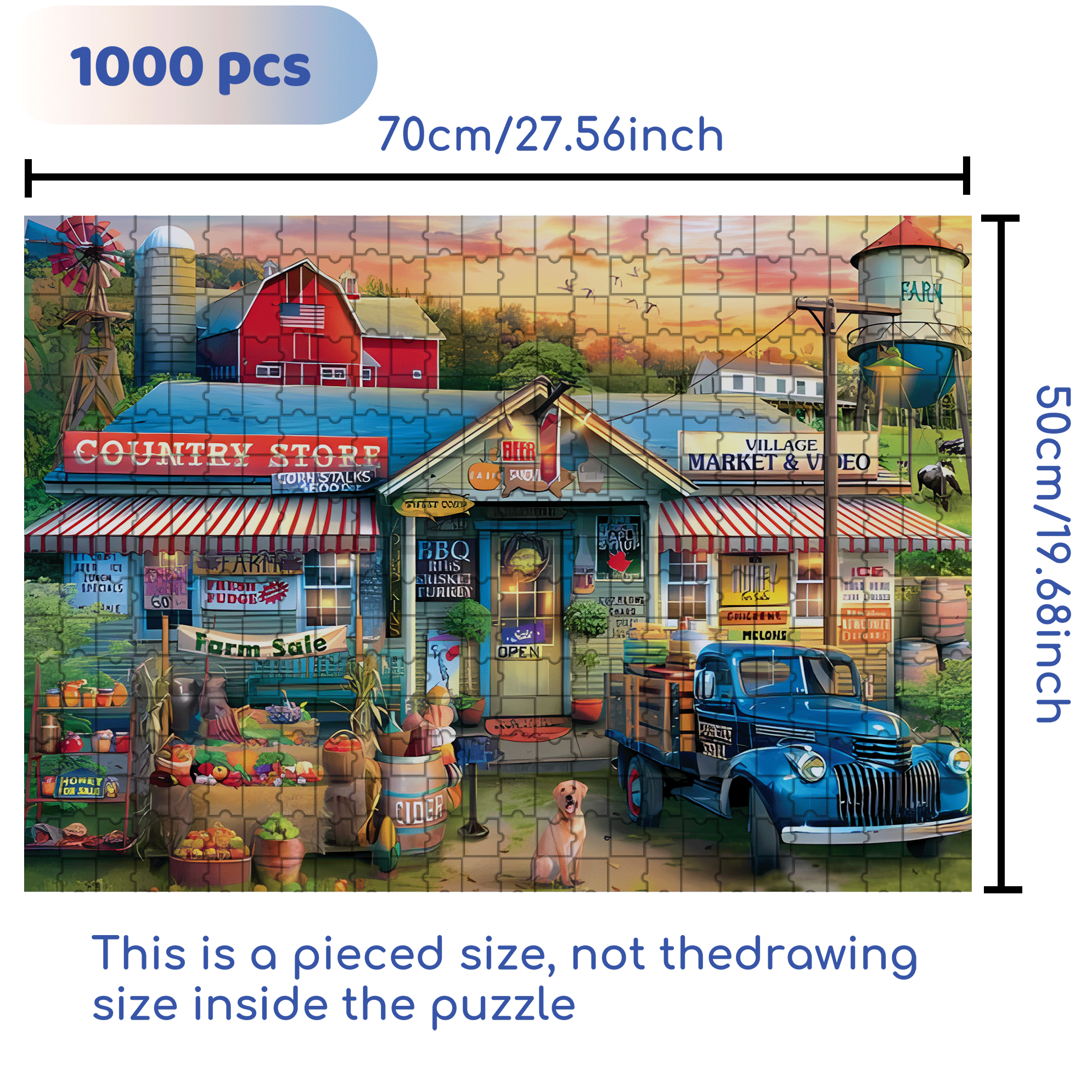 My Country Life 500pcs/1000pcs Jigsaw Puzzle, Scratch-Resistant, Interactive Family Game & Brain-Boosting DIY Decor, Perfect for Halloween, Christmas & New Year Gifts, Family Puzzle Game