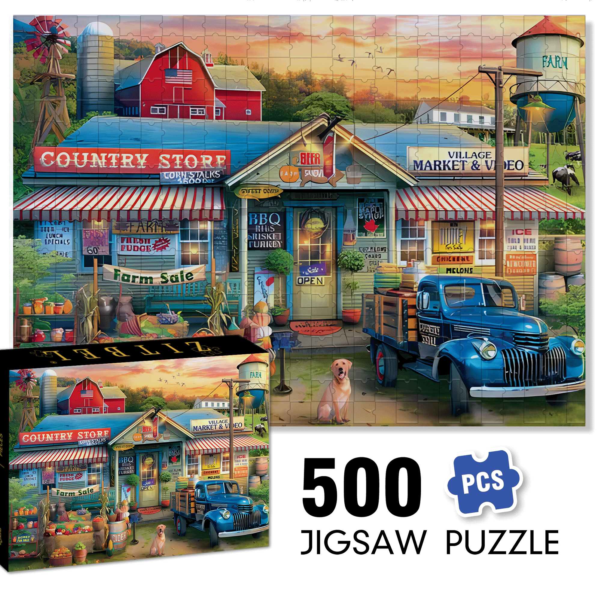 My Country Life 500pcs/1000pcs Jigsaw Puzzle, Scratch-Resistant, Interactive Family Game & Brain-Boosting DIY Decor, Perfect for Halloween, Christmas & New Year Gifts, Family Puzzle Game