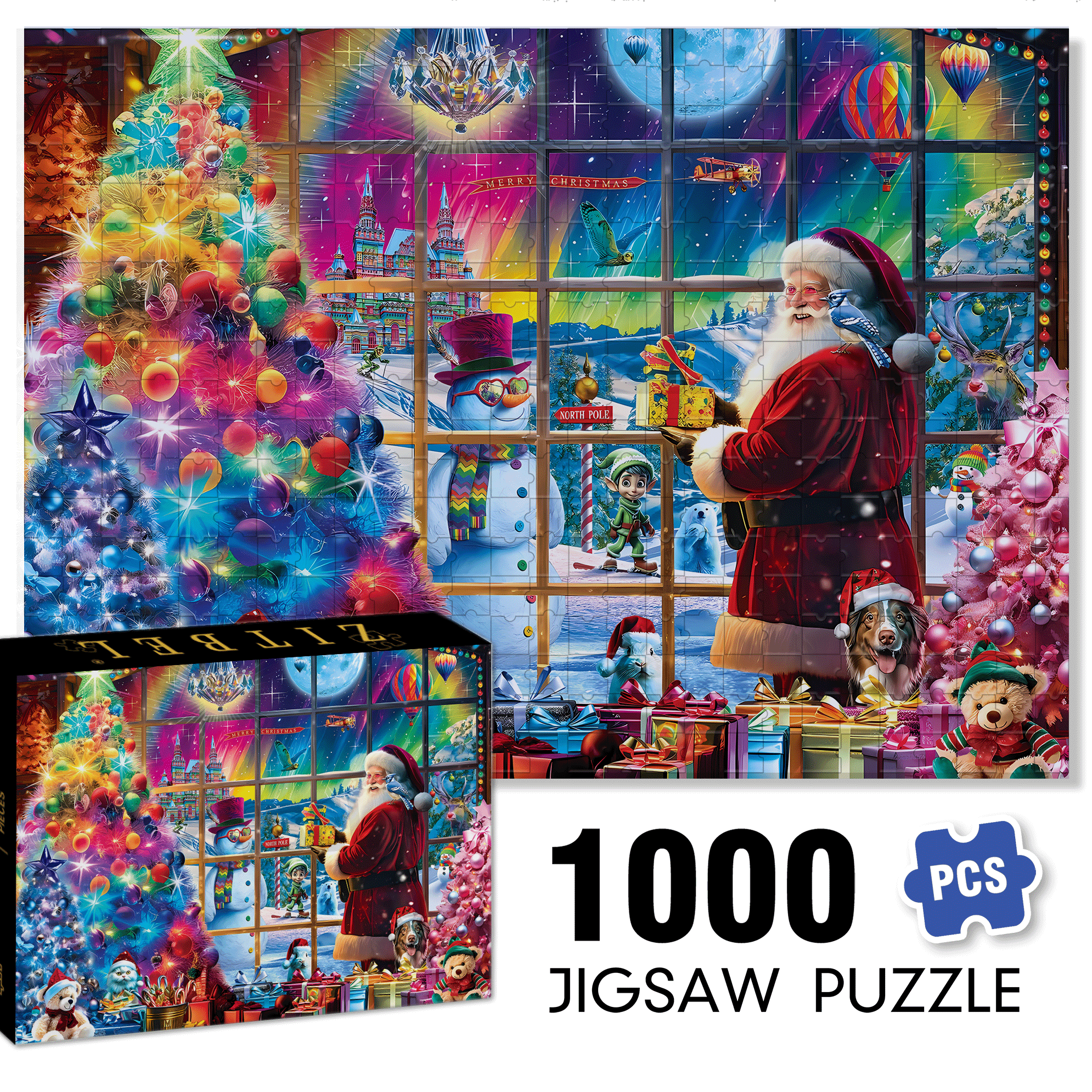 North Pole 500pcs/1000pcs Jigsaw Puzzle, Scratch-Resistant, Interactive Family Game & Brain-Boosting DIY Decor, Perfect for Halloween, Christmas & New Year Gifts, Family Puzzle Game