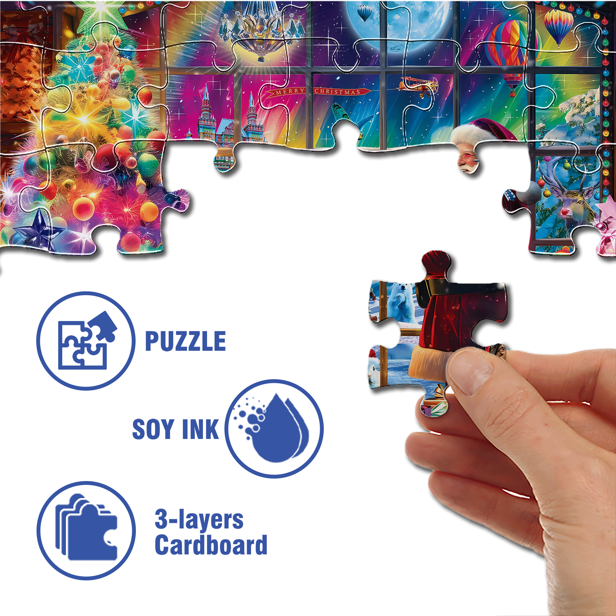North Pole 500pcs/1000pcs Jigsaw Puzzle, Scratch-Resistant, Interactive Family Game & Brain-Boosting DIY Decor, Perfect for Halloween, Christmas & New Year Gifts, Family Puzzle Game