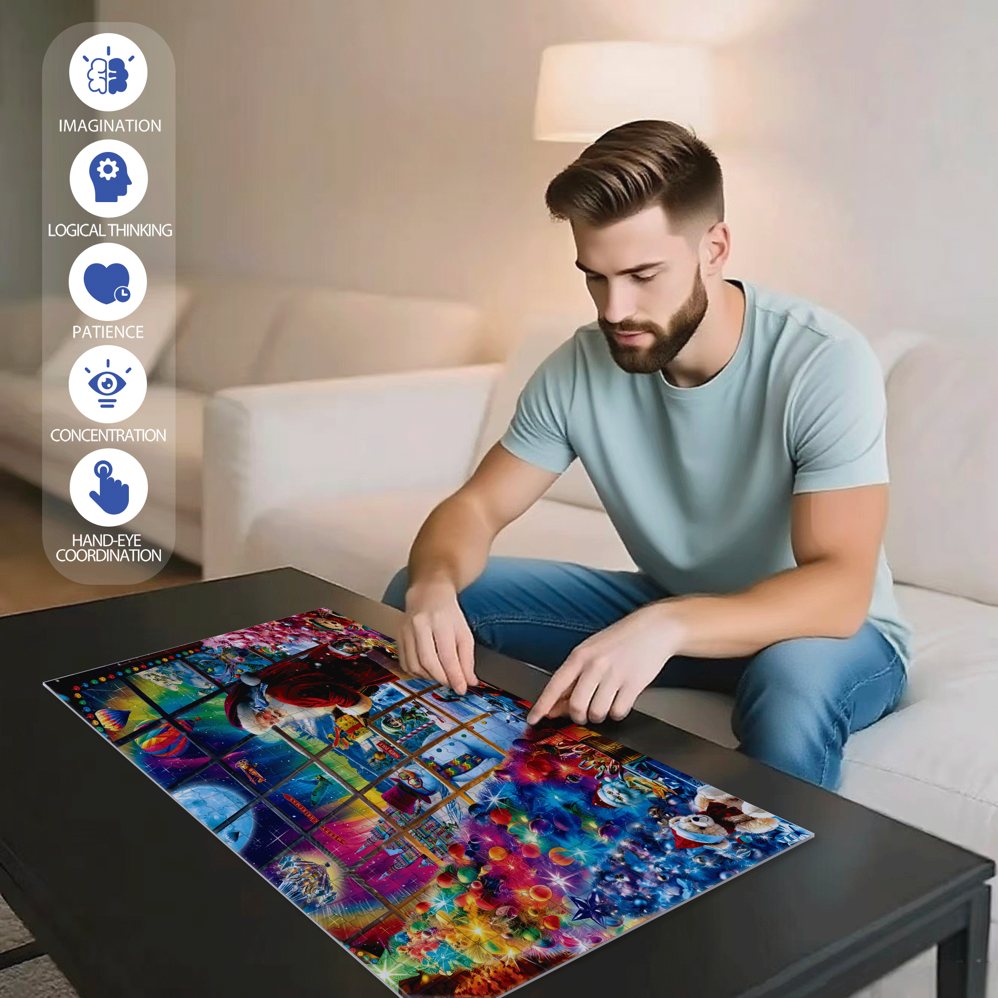 North Pole 500pcs/1000pcs Jigsaw Puzzle, Scratch-Resistant, Interactive Family Game & Brain-Boosting DIY Decor, Perfect for Halloween, Christmas & New Year Gifts, Family Puzzle Game