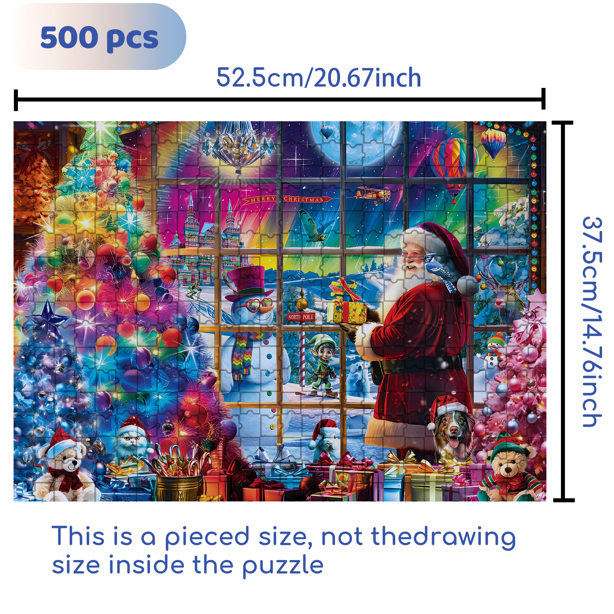 North Pole 500pcs/1000pcs Jigsaw Puzzle, Scratch-Resistant, Interactive Family Game & Brain-Boosting DIY Decor, Perfect for Halloween, Christmas & New Year Gifts, Family Puzzle Game