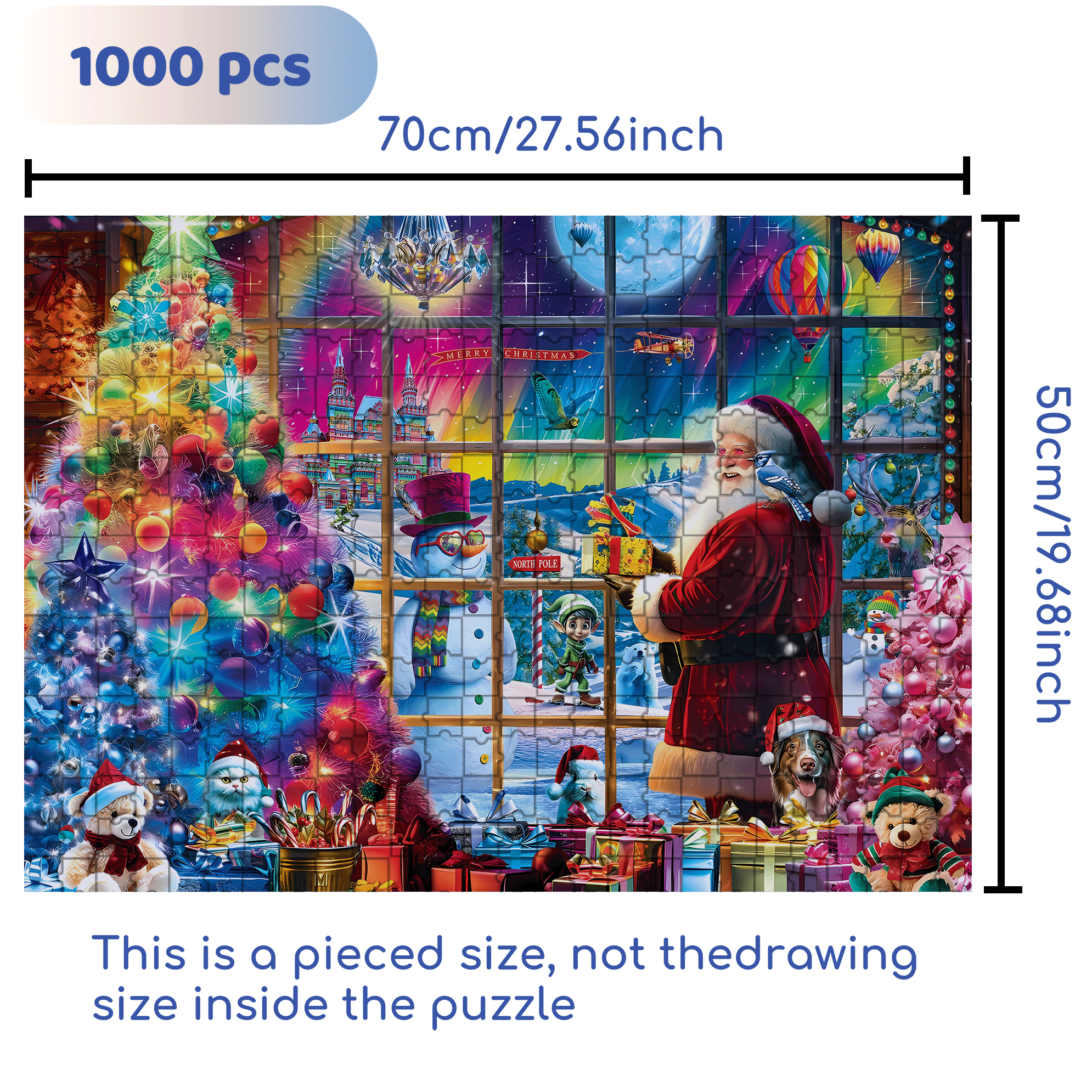 North Pole 500pcs/1000pcs Jigsaw Puzzle, Scratch-Resistant, Interactive Family Game & Brain-Boosting DIY Decor, Perfect for Halloween, Christmas & New Year Gifts, Family Puzzle Game