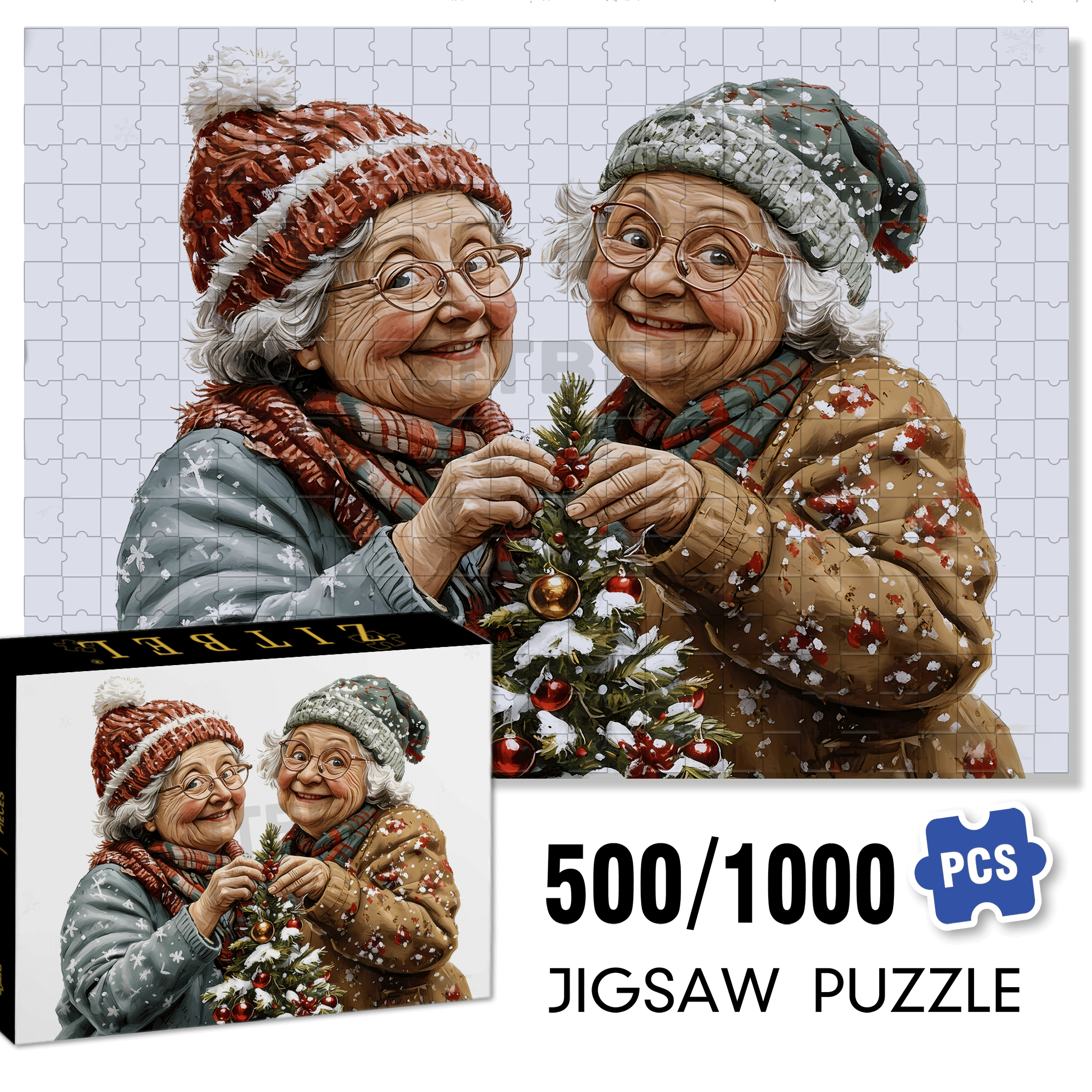 Old Twins 500pcs/1000pcs Jigsaw Puzzle, Scratch-Resistant, Interactive Family Game & Brain-Boosting DIY Decor, Perfect for Halloween, Christmas & New Year Gifts, Family Puzzle Game