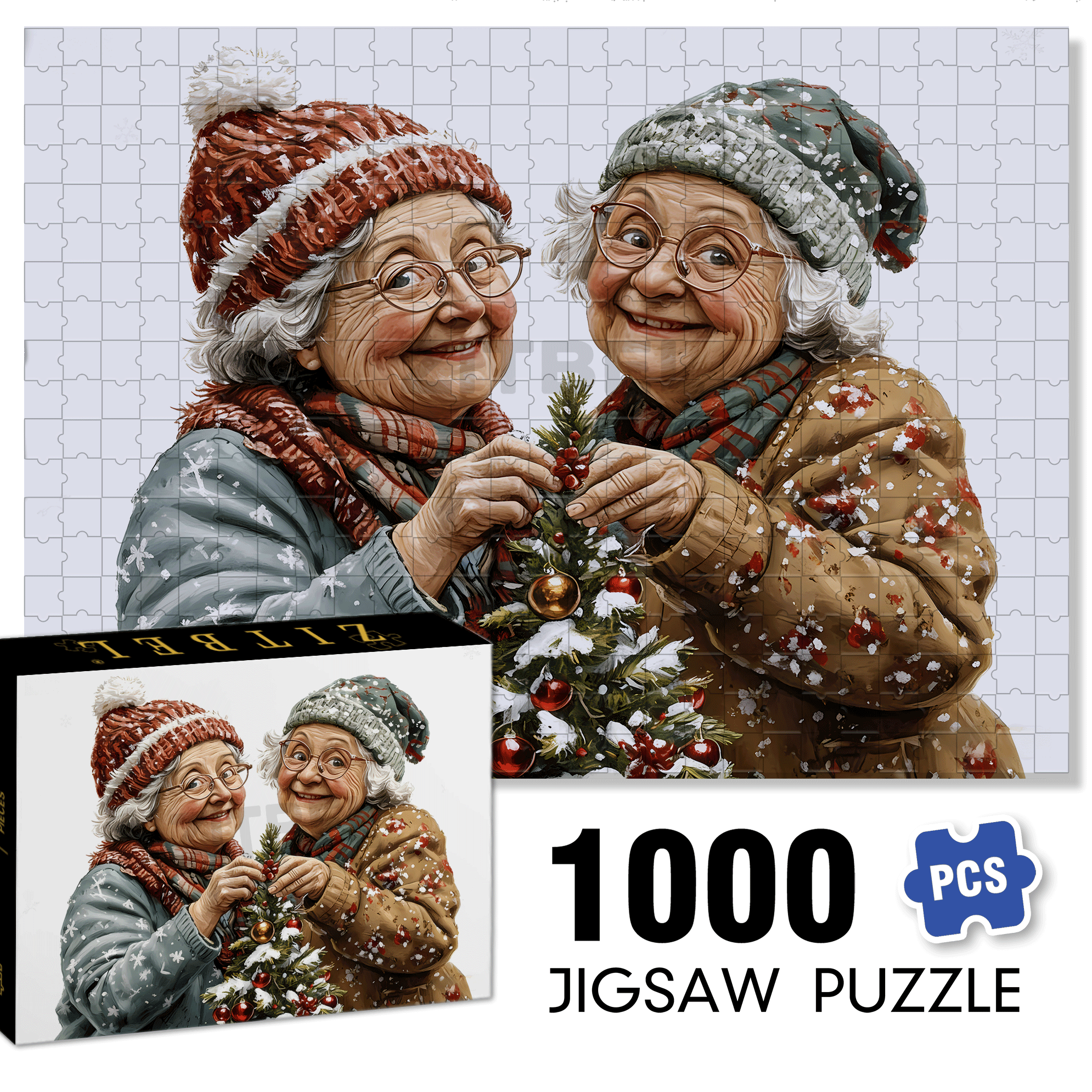 Old Twins 500pcs/1000pcs Jigsaw Puzzle, Scratch-Resistant, Interactive Family Game & Brain-Boosting DIY Decor, Perfect for Halloween, Christmas & New Year Gifts, Family Puzzle Game