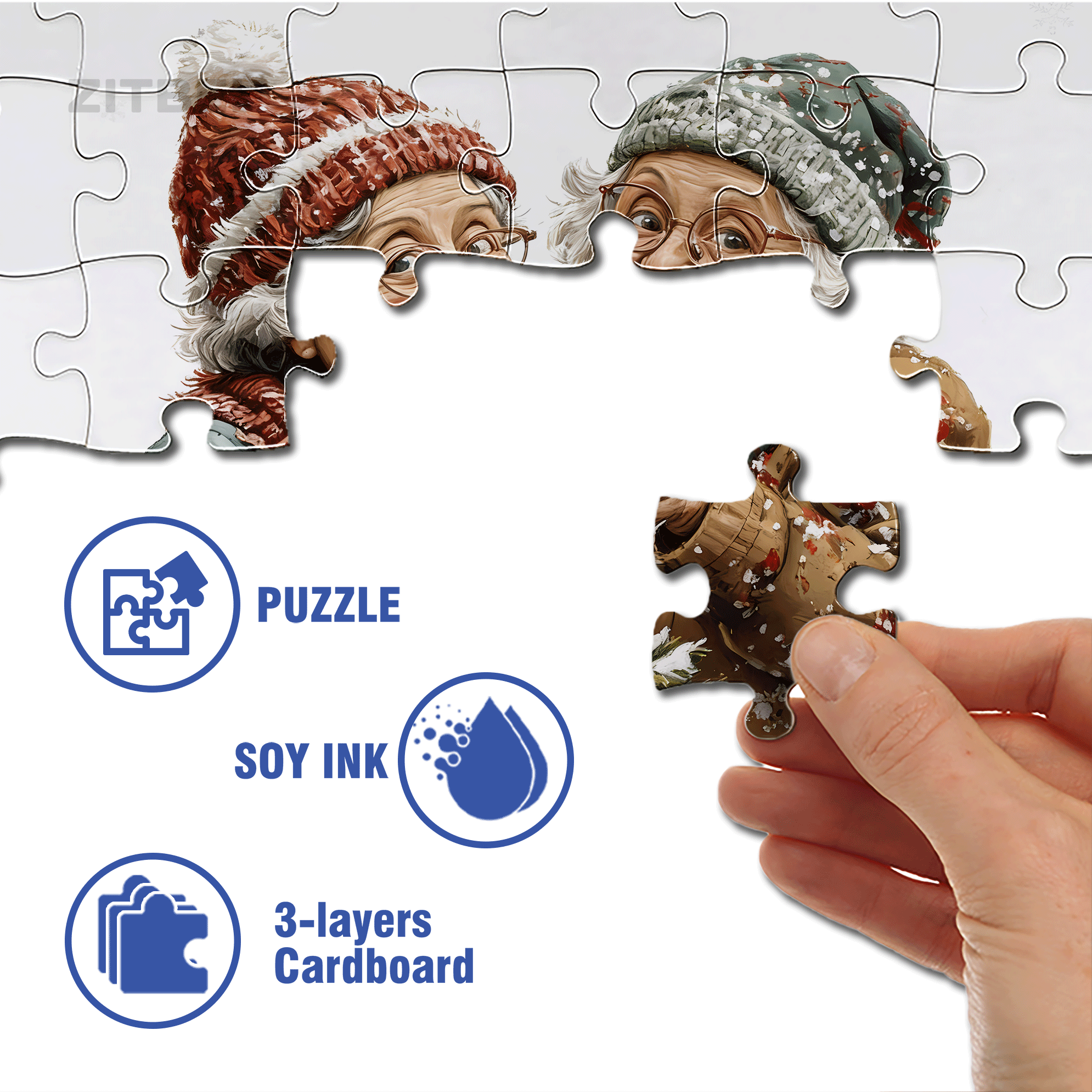 Old Twins 500pcs/1000pcs Jigsaw Puzzle, Scratch-Resistant, Interactive Family Game & Brain-Boosting DIY Decor, Perfect for Halloween, Christmas & New Year Gifts, Family Puzzle Game