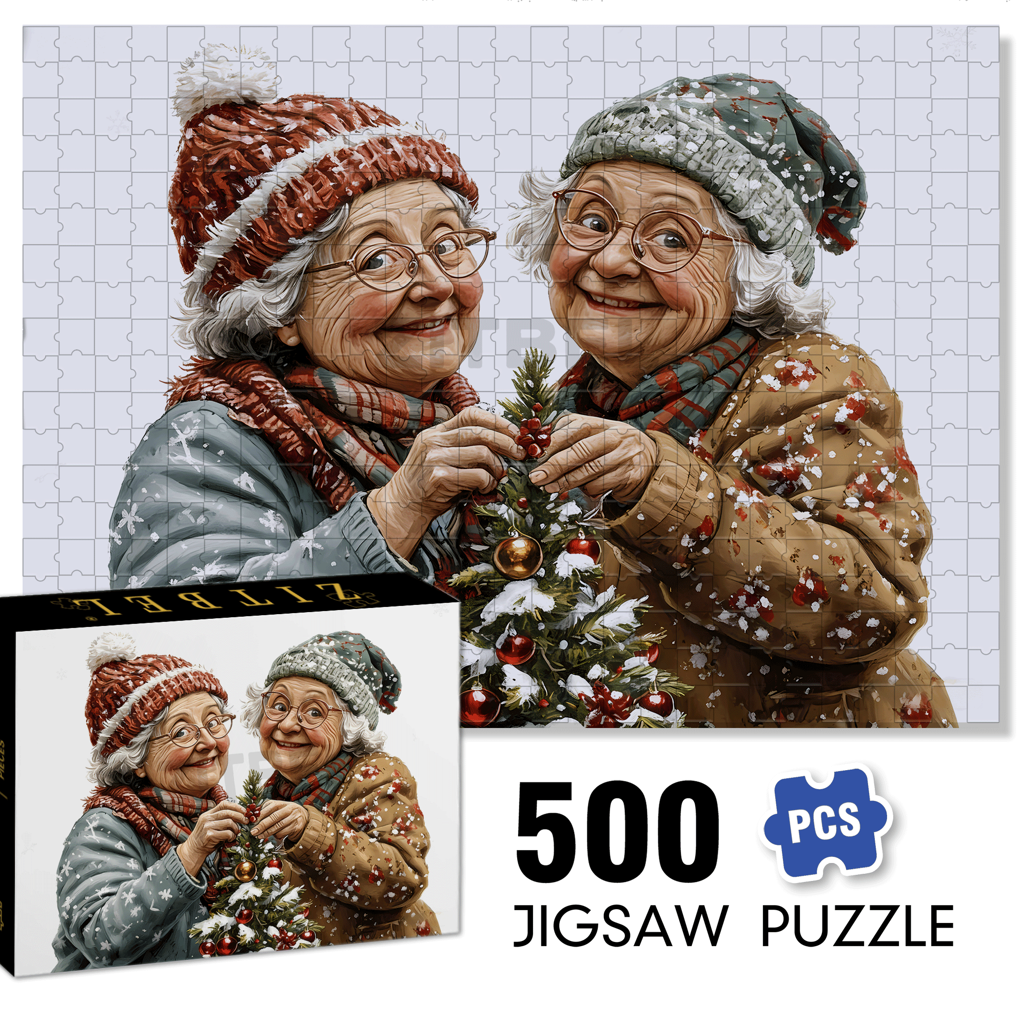 Old Twins 500pcs/1000pcs Jigsaw Puzzle, Scratch-Resistant, Interactive Family Game & Brain-Boosting DIY Decor, Perfect for Halloween, Christmas & New Year Gifts, Family Puzzle Game