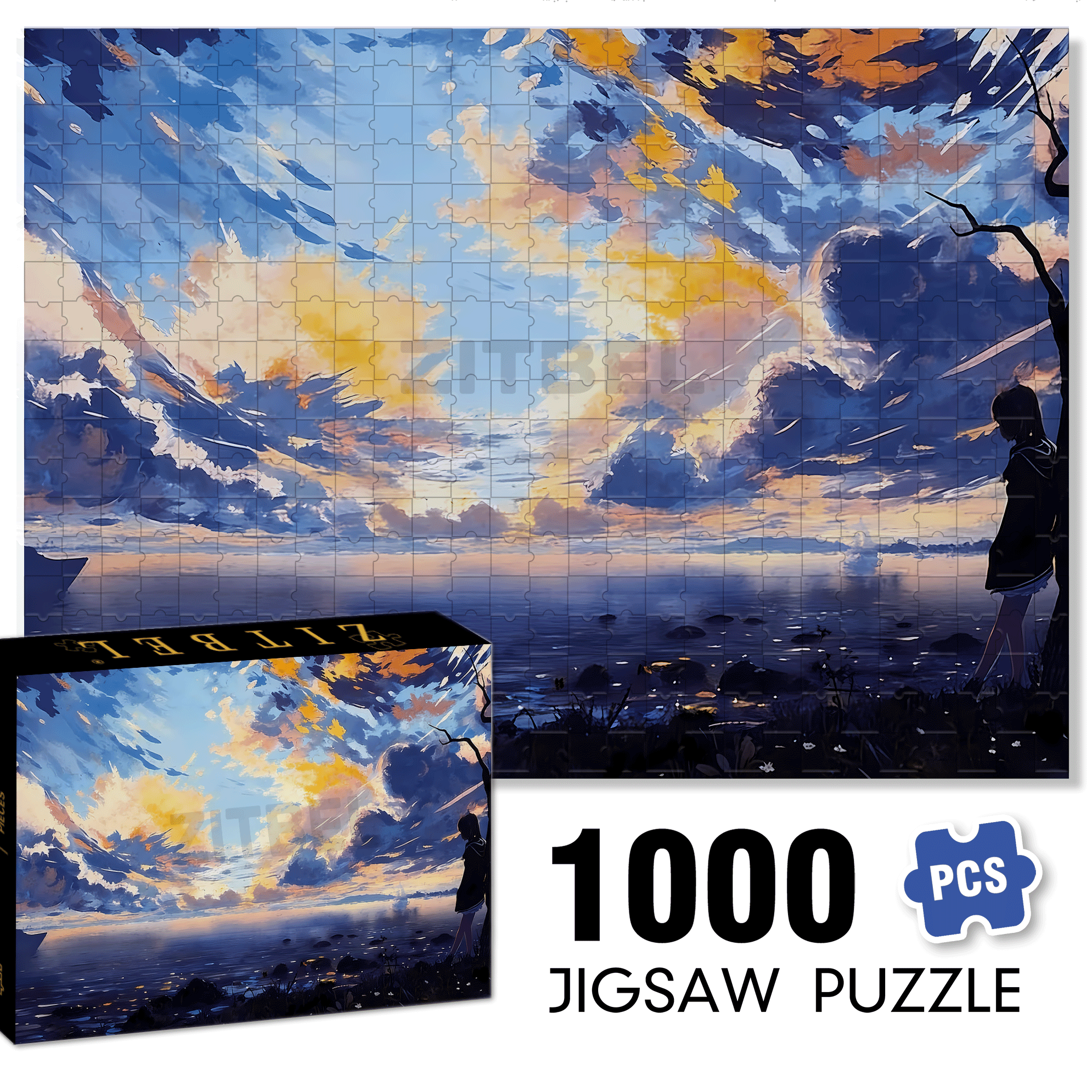 Orange Tide 500pcs/1000pcs Jigsaw Puzzle, Scratch-Resistant, Interactive Family Game & Brain-Boosting DIY Decor, Perfect for Halloween, Christmas & New Year Gifts, Family Puzzle Game
