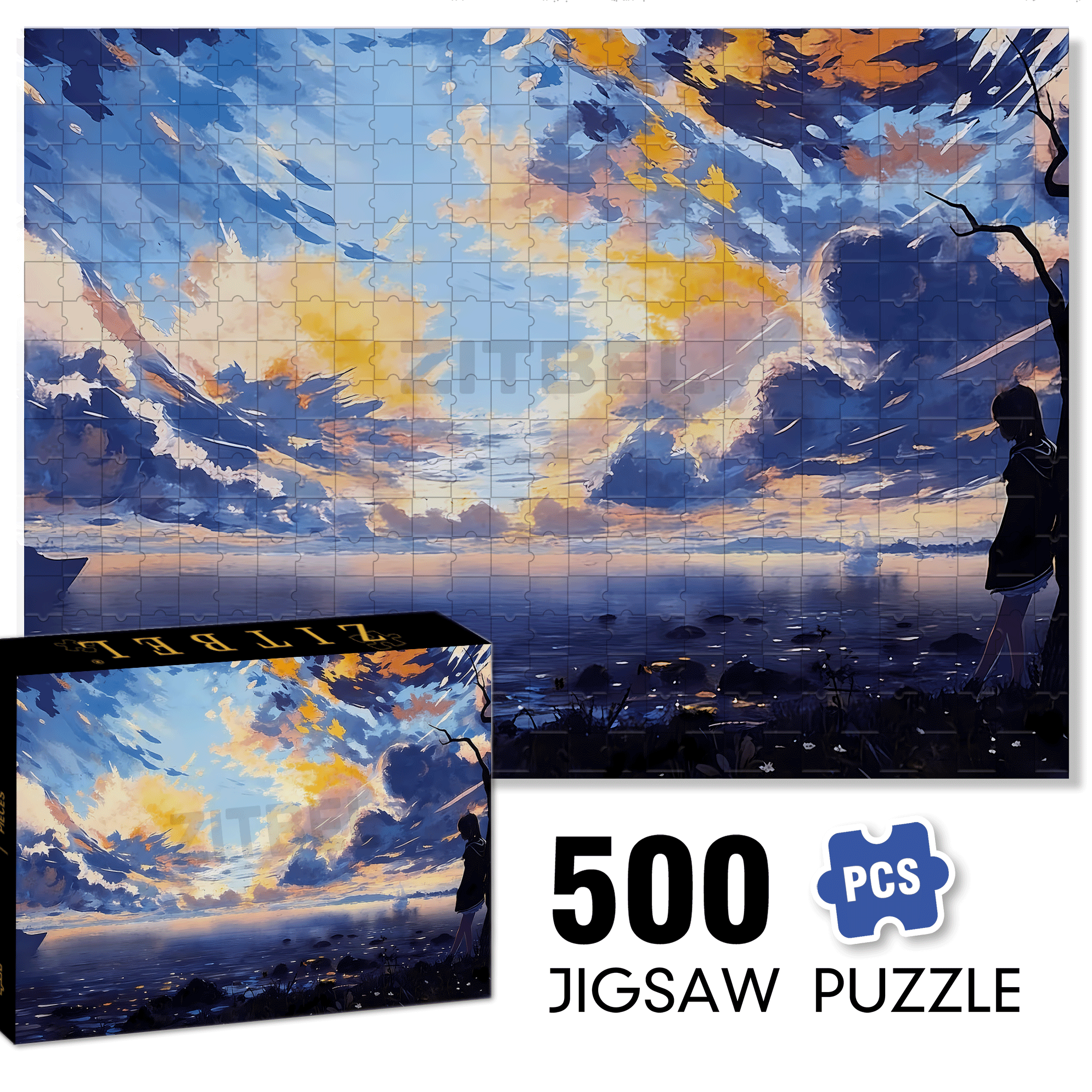 Orange Tide 500pcs/1000pcs Jigsaw Puzzle, Scratch-Resistant, Interactive Family Game & Brain-Boosting DIY Decor, Perfect for Halloween, Christmas & New Year Gifts, Family Puzzle Game
