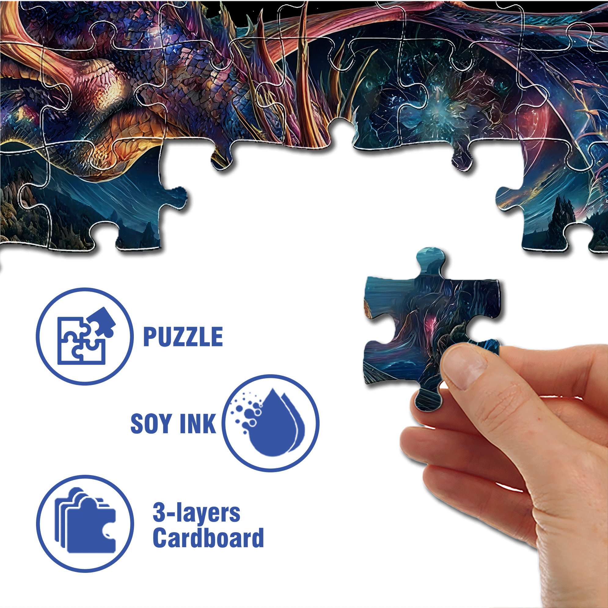 Phantom Dragon Sanctuary 500pcs/1000pcs Jigsaw Puzzle, Scratch-Resistant, Interactive Family Game & Brain-Boosting DIY Decor, Perfect for Halloween, Christmas & New Year Gifts, Family Puzzle Game