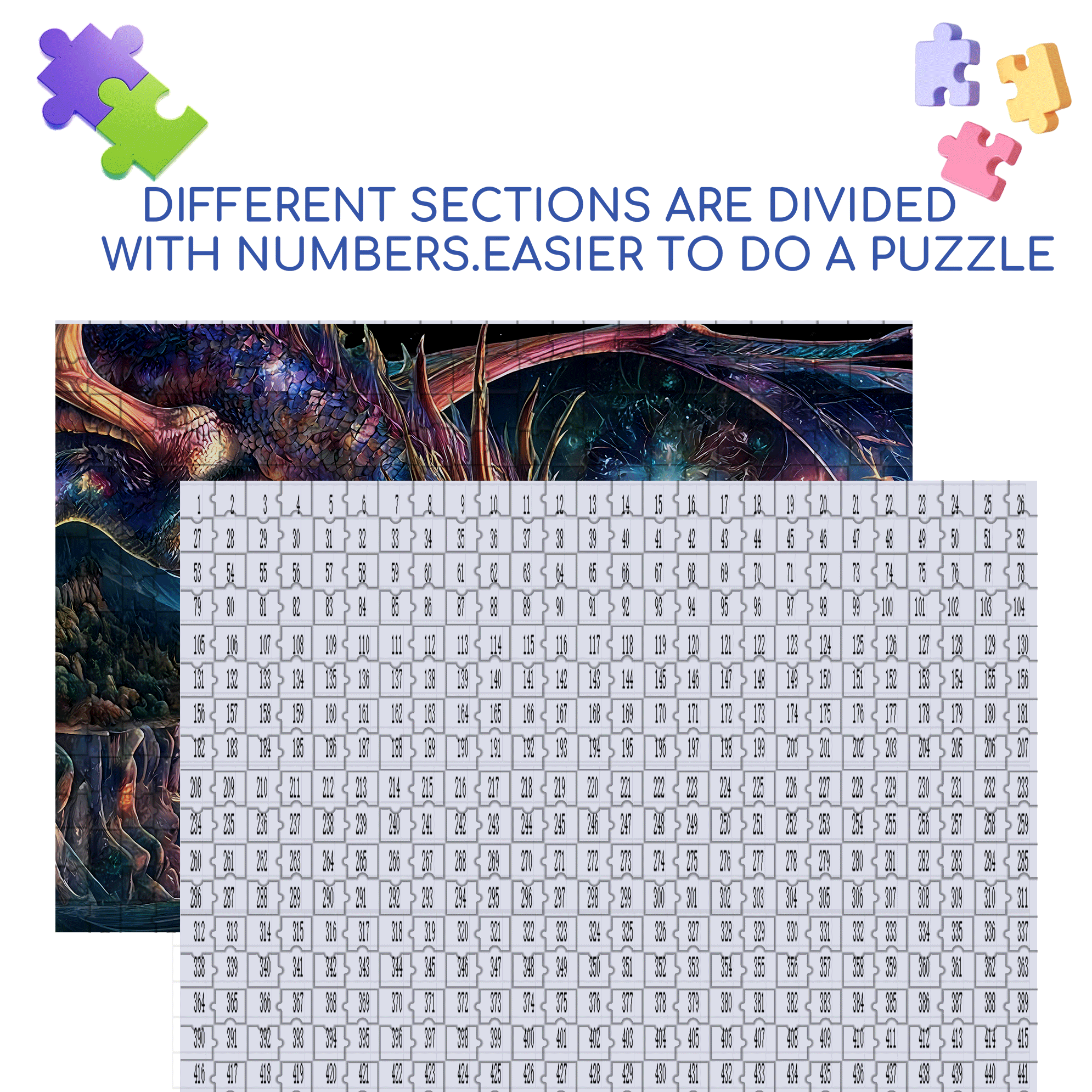 Phantom Dragon Sanctuary 500pcs/1000pcs Jigsaw Puzzle, Scratch-Resistant, Interactive Family Game & Brain-Boosting DIY Decor, Perfect for Halloween, Christmas & New Year Gifts, Family Puzzle Game