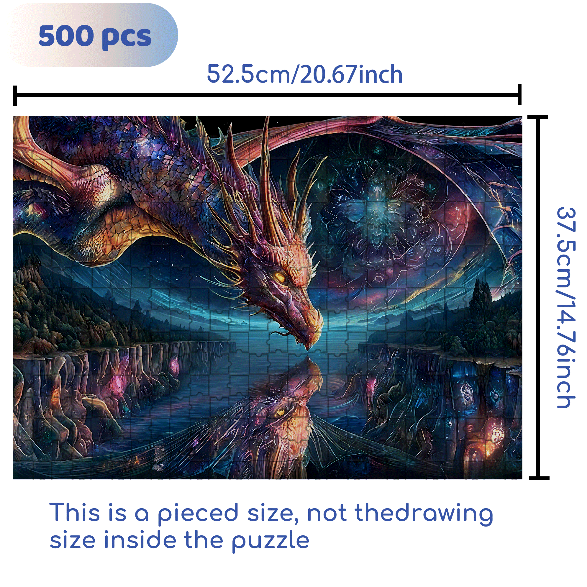 Phantom Dragon Sanctuary 500pcs/1000pcs Jigsaw Puzzle, Scratch-Resistant, Interactive Family Game & Brain-Boosting DIY Decor, Perfect for Halloween, Christmas & New Year Gifts, Family Puzzle Game