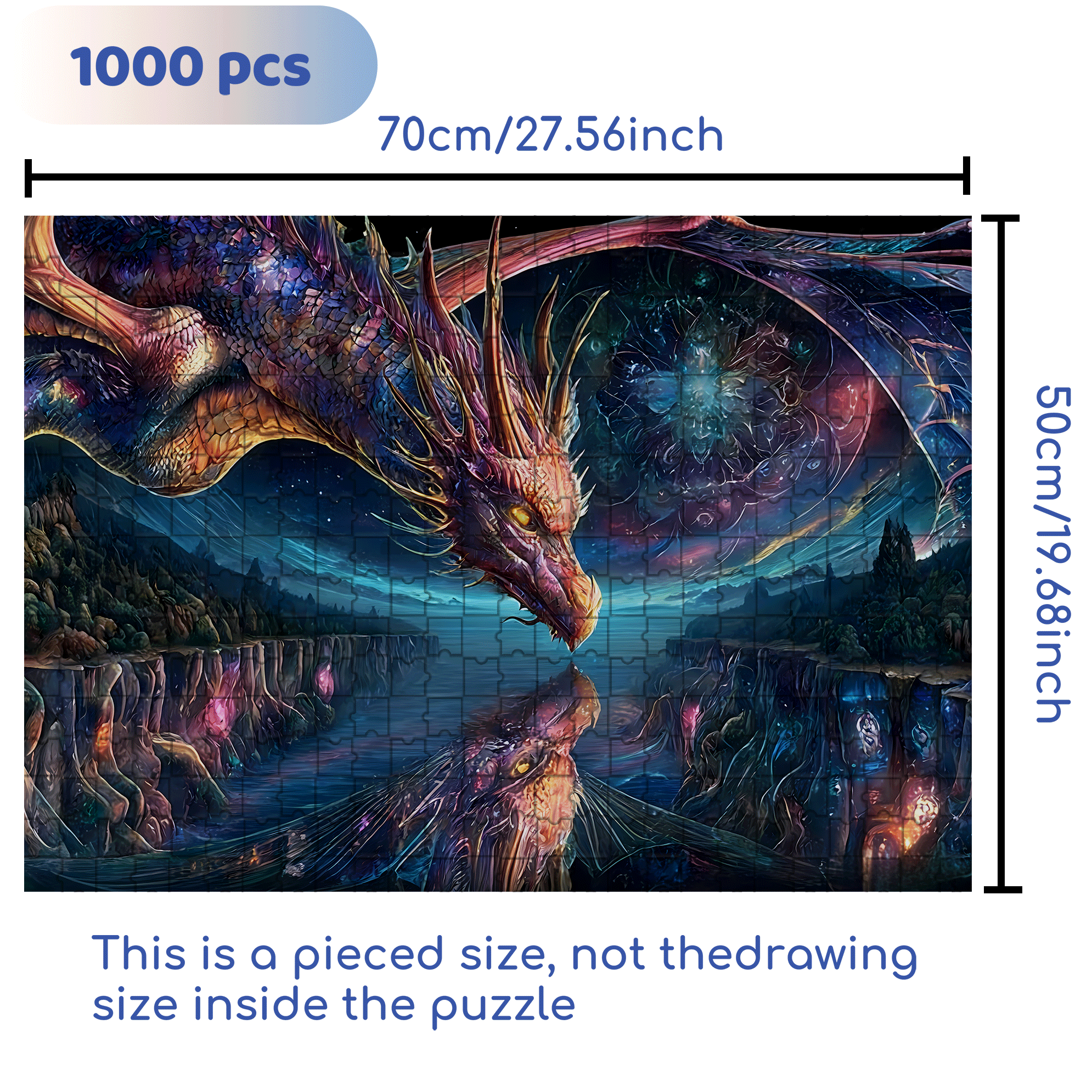 Phantom Dragon Sanctuary 500pcs/1000pcs Jigsaw Puzzle, Scratch-Resistant, Interactive Family Game & Brain-Boosting DIY Decor, Perfect for Halloween, Christmas & New Year Gifts, Family Puzzle Game