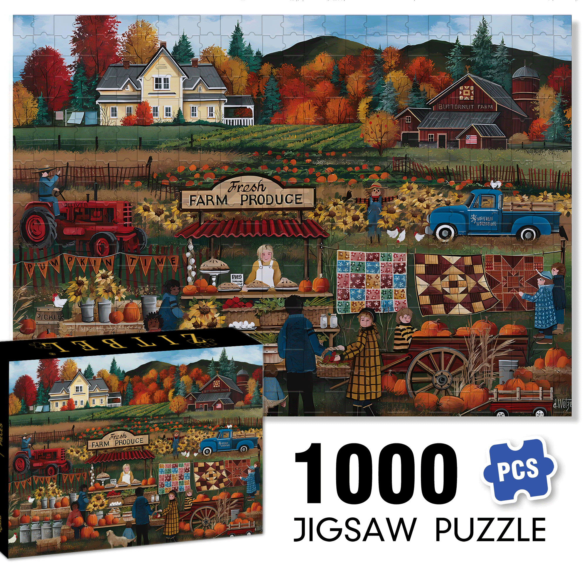 Pies 'N Pumpkins 500pcs/1000pcs Jigsaw Puzzle, Scratch-Resistant, Interactive Family Game & Brain-Boosting DIY Decor, Perfect for Halloween, Christmas & New Year Gifts, Family Puzzle Game