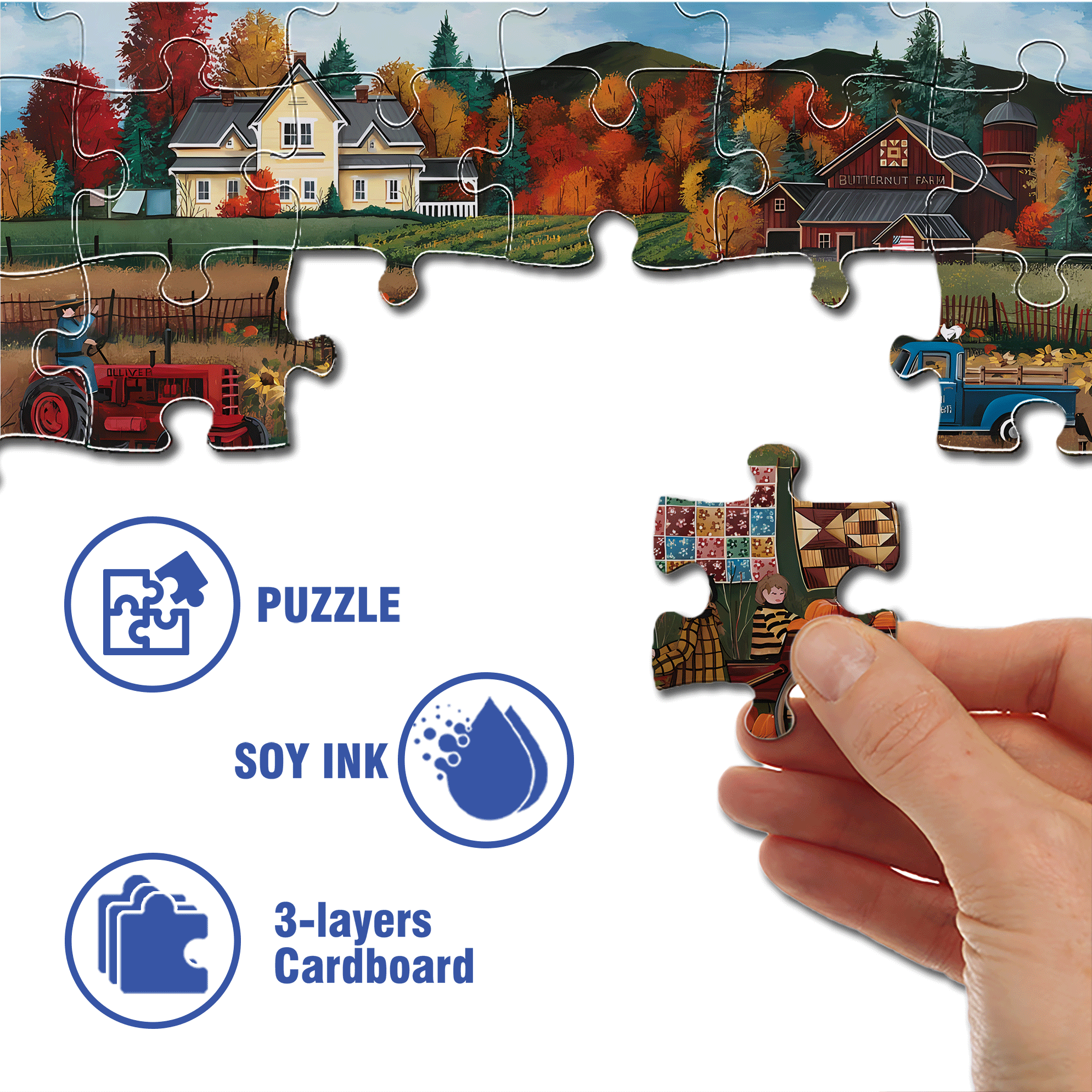 Pies 'N Pumpkins 500pcs/1000pcs Jigsaw Puzzle, Scratch-Resistant, Interactive Family Game & Brain-Boosting DIY Decor, Perfect for Halloween, Christmas & New Year Gifts, Family Puzzle Game